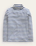 Superweiches Oberteil mit Rollkragen-Black/Ivory Stripe