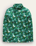 Top col roulé ultra-doux-Motif Unicorn Meadow vert profond