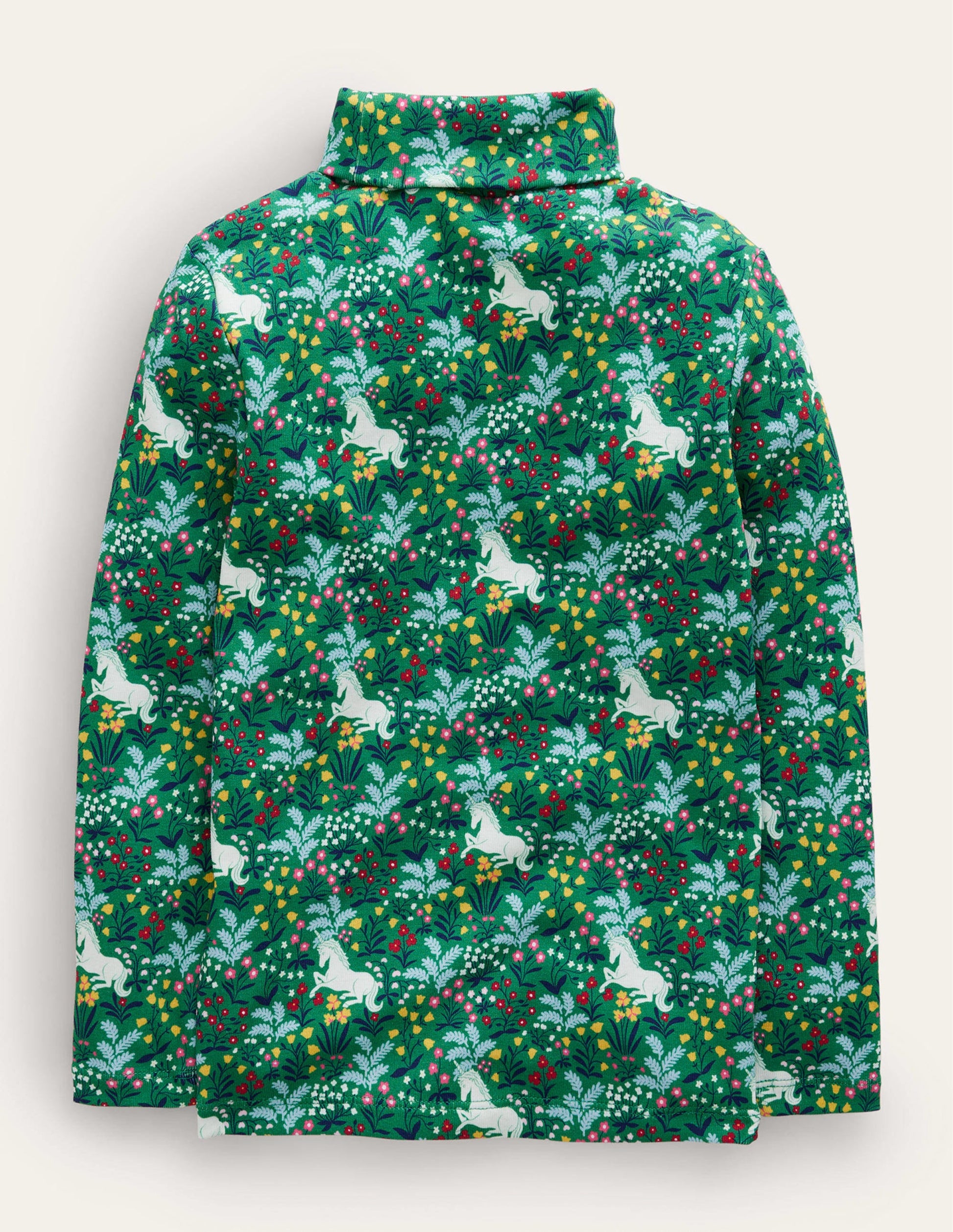 Top col roulé ultra-doux-Motif Unicorn Meadow vert profond-2