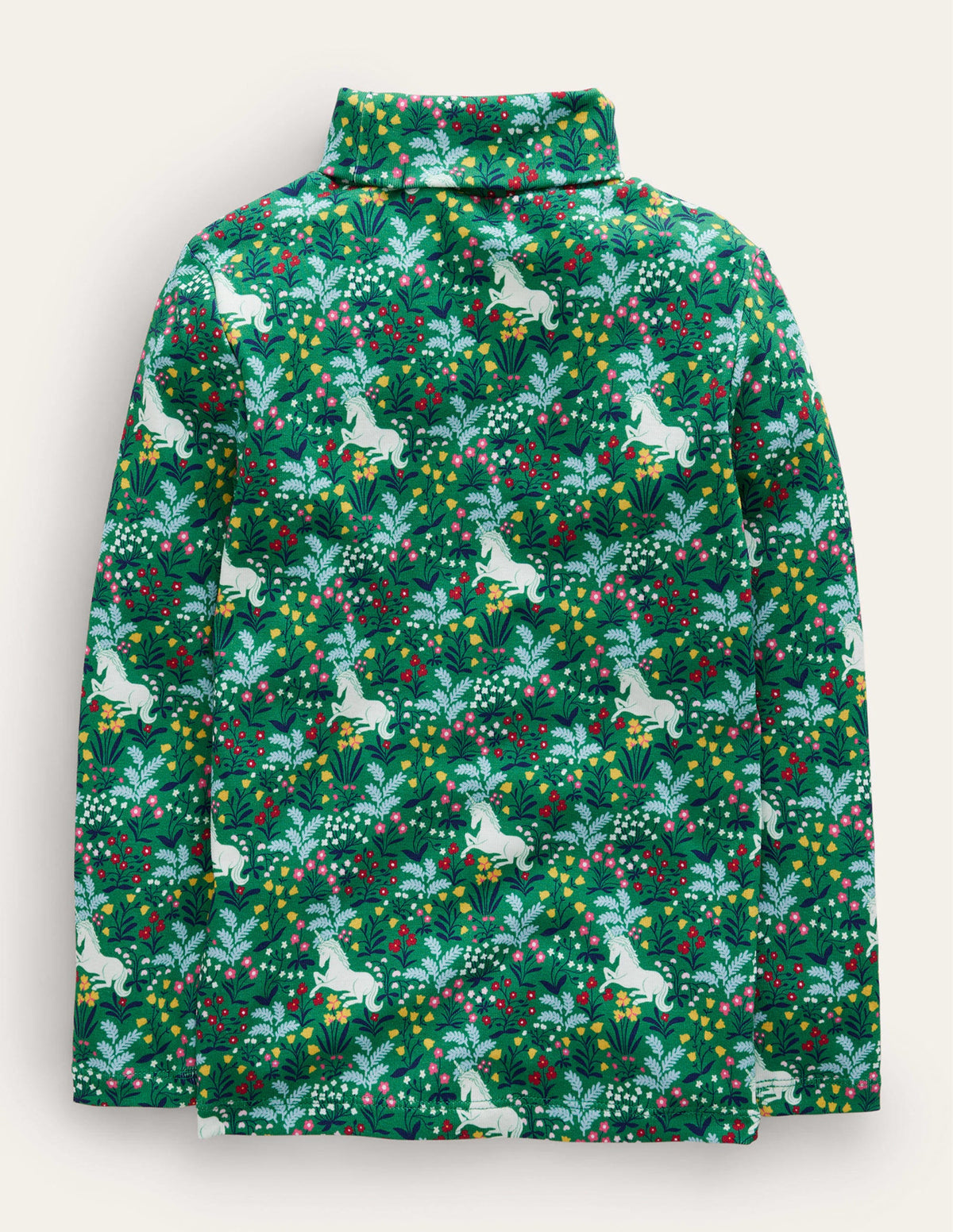 Top col roulé ultra-doux-Motif Unicorn Meadow vert profond - Image 2