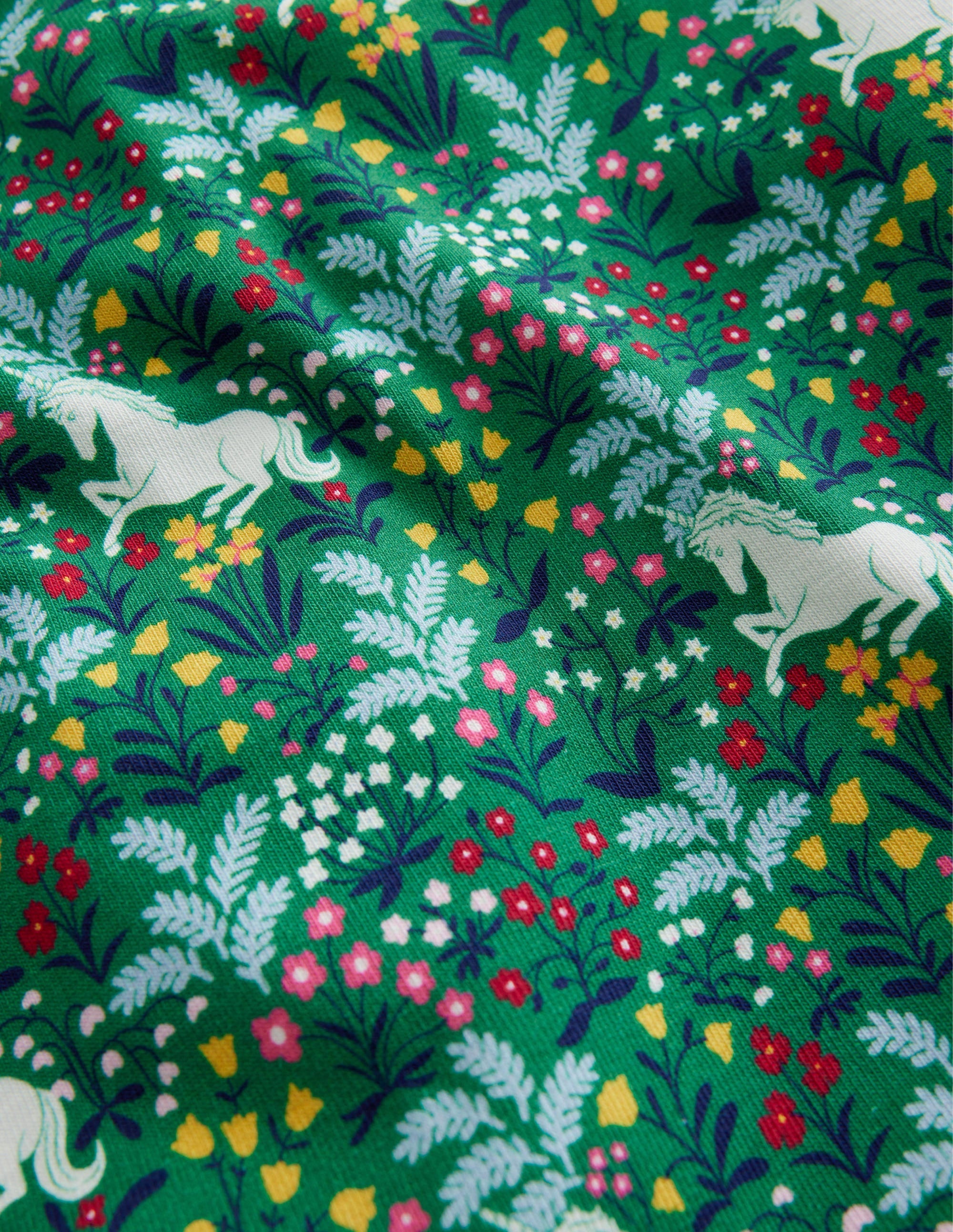 Top col roulé ultra-doux-Motif Unicorn Meadow vert profond - Image 3