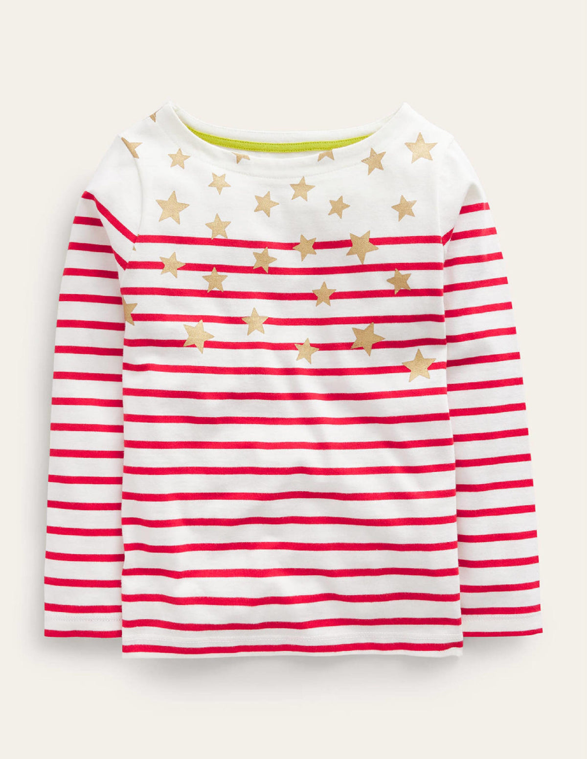 Lustiges Bretonshirt-Rockabilly-Rot/Naturweiß Sterne - Image 1
