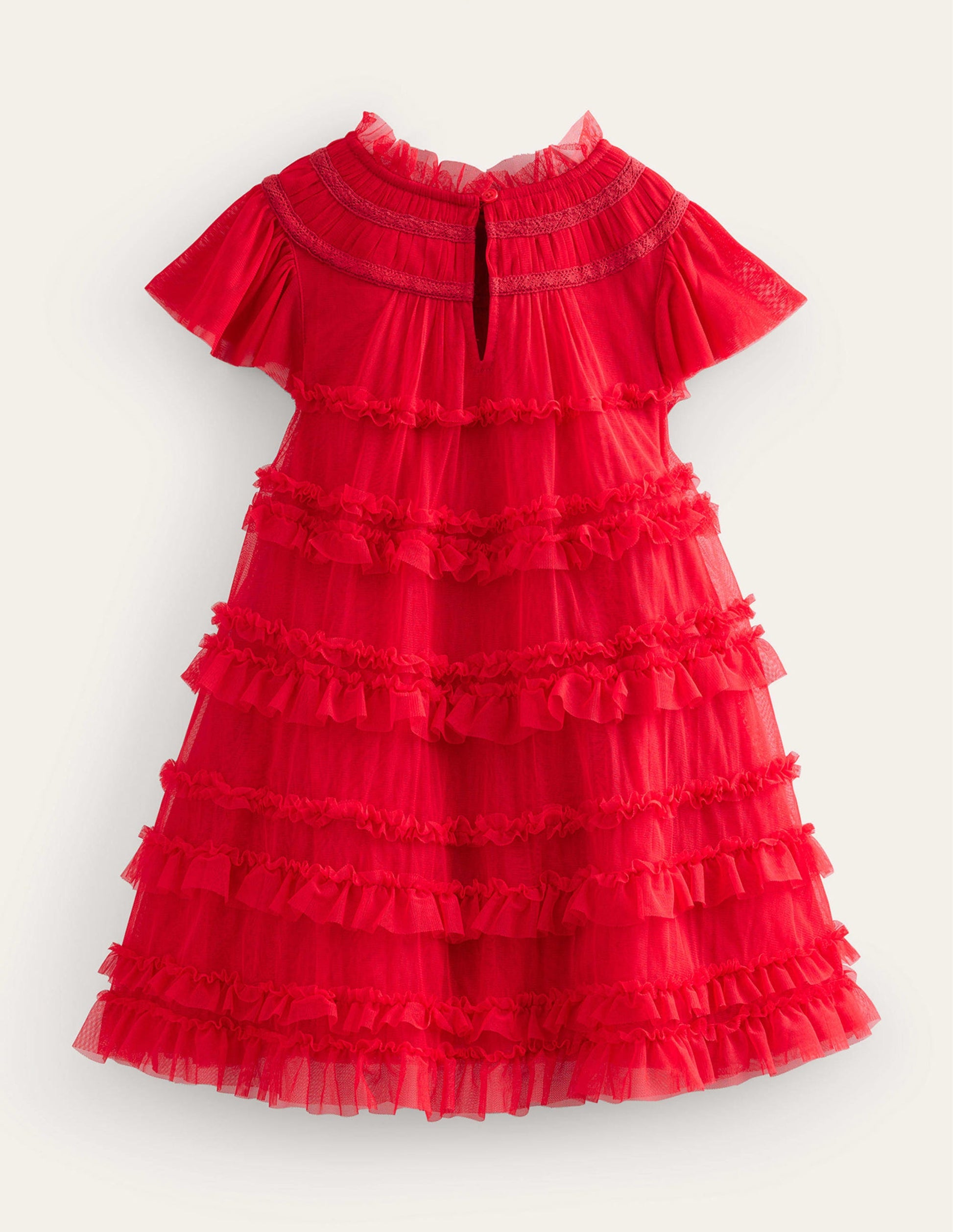 Gestuftes Tüllkleid-Royales Rot-2