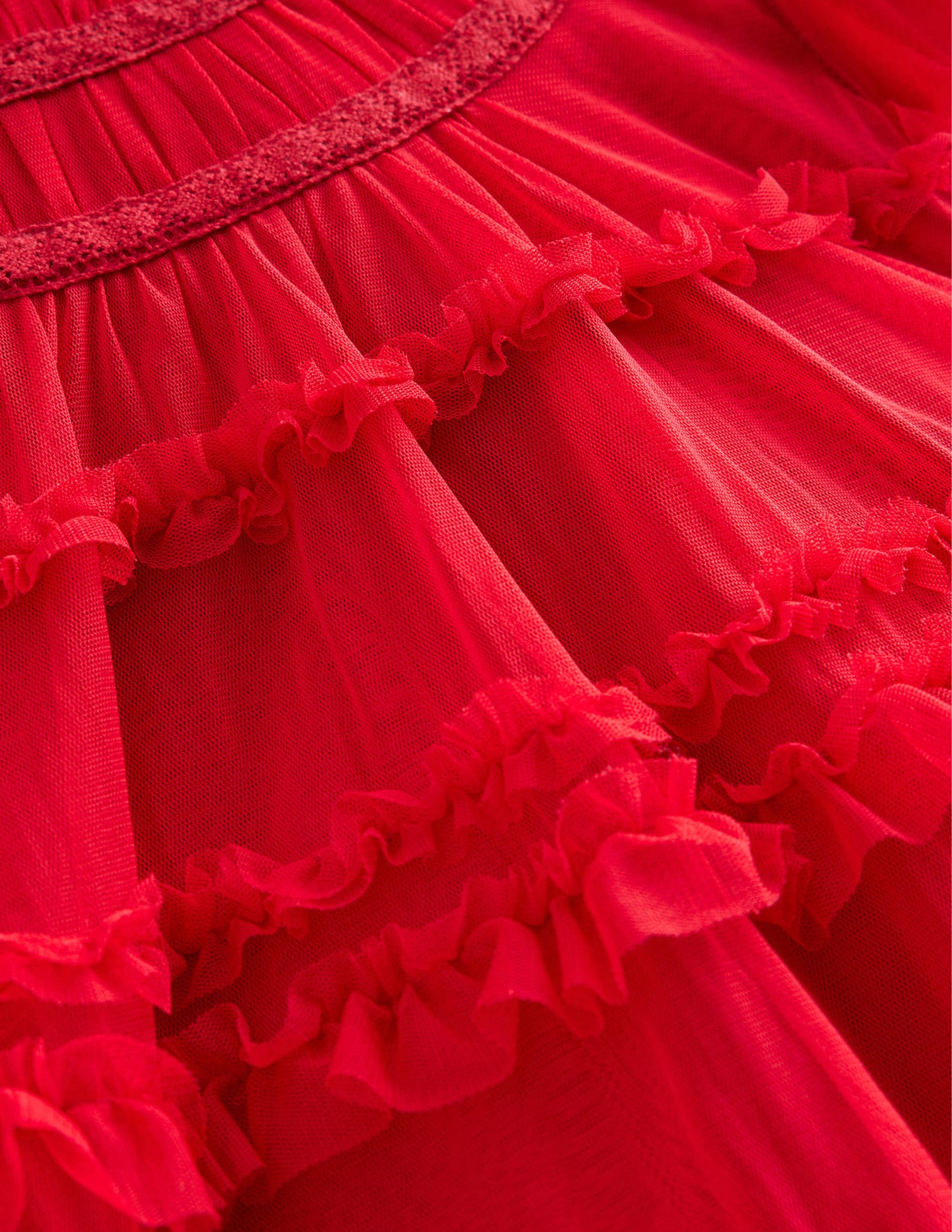 Gestuftes Tüllkleid-Royales Rot - Image 3