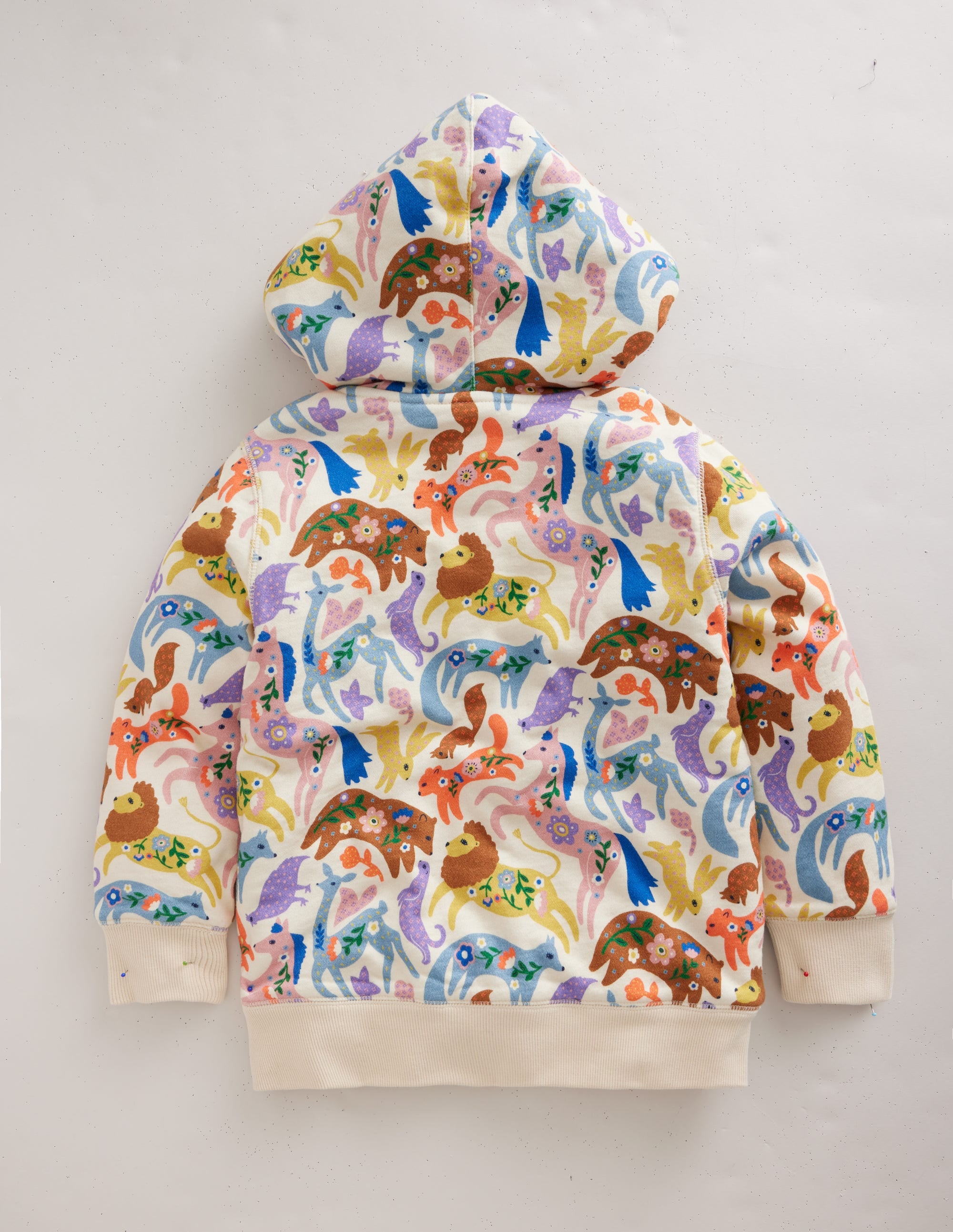 Pink Floral Borg Lined Hoodie-Pink Floral - Image 2