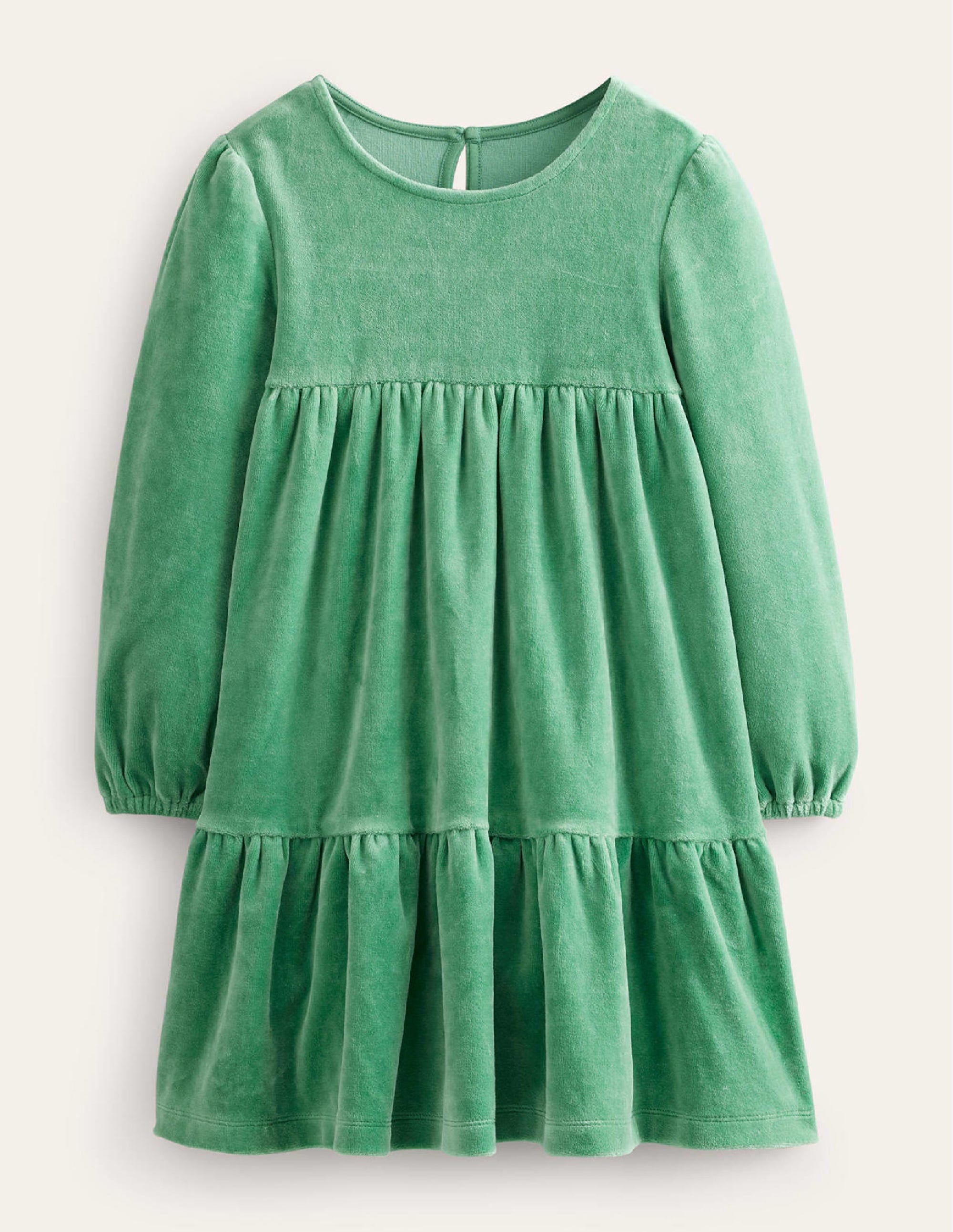Gestuftes Velours-Kleid-Monster-Grün - Image 1