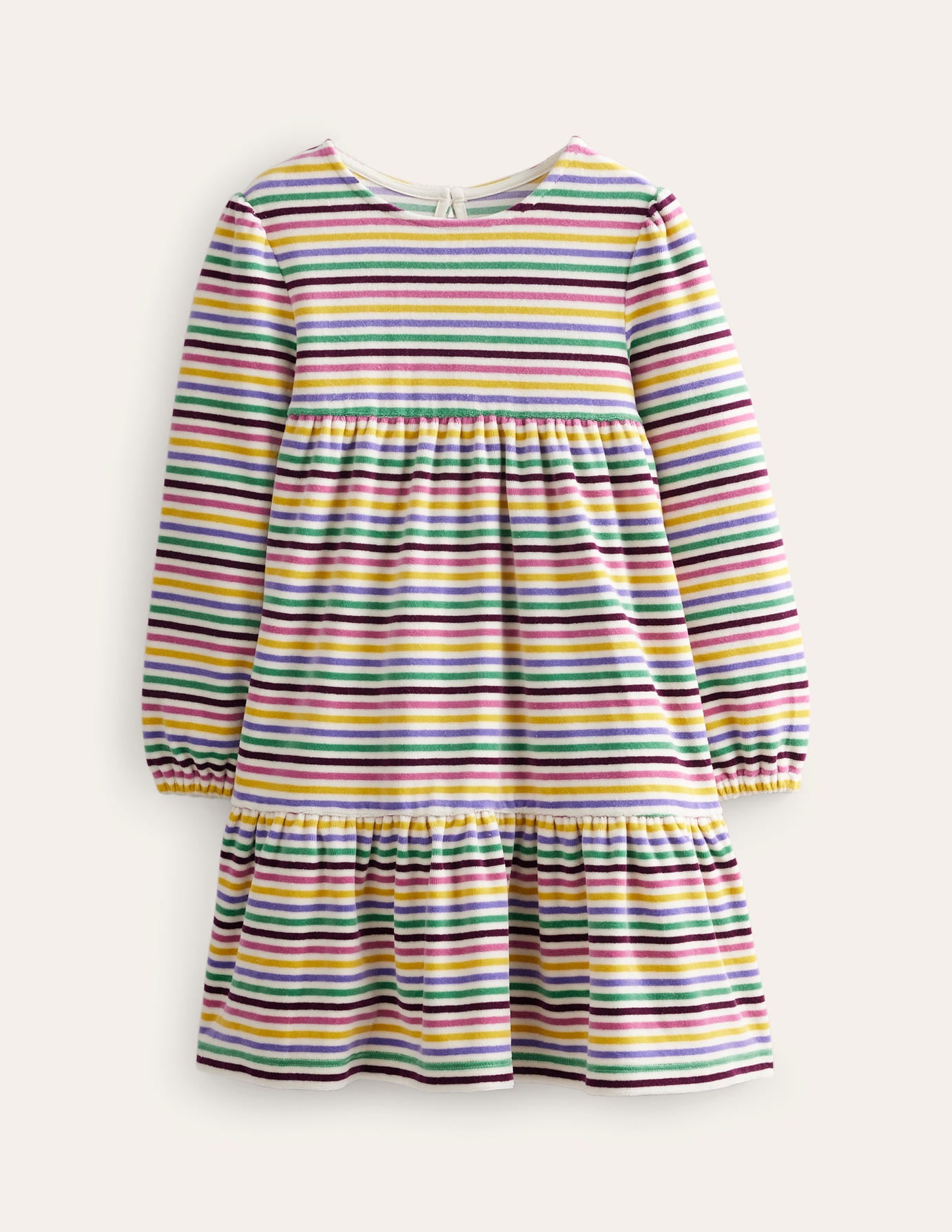 Gestuftes Velours-Kleid-Teetasse Rosa Regenbogen - Image 1