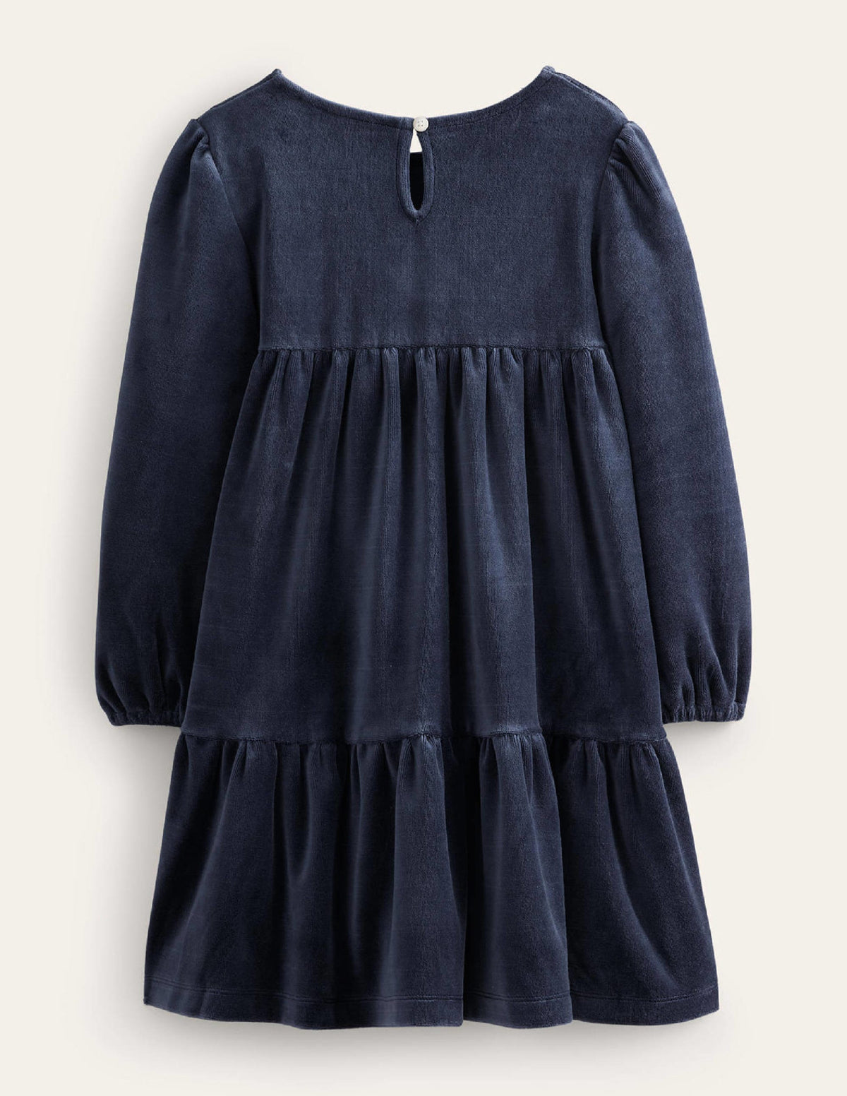 Robe en velours à volants-Bleu marine universitaire-2