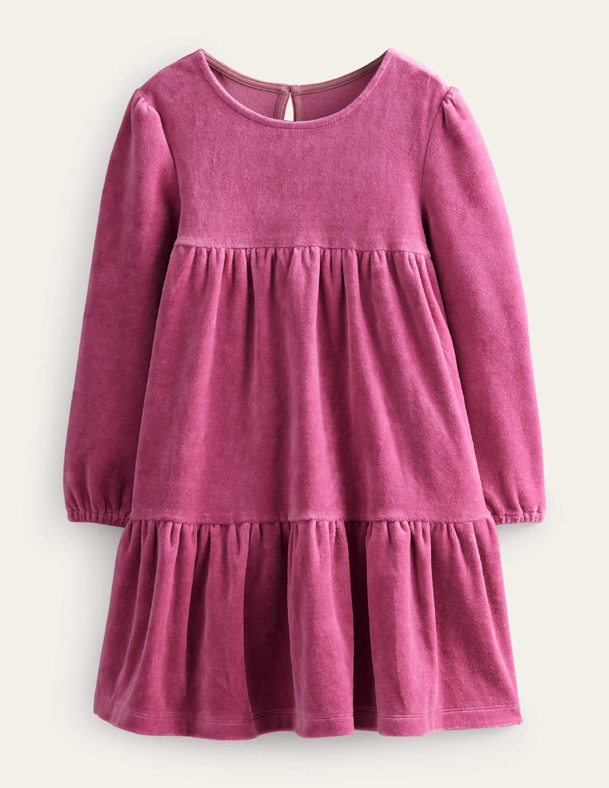 Gestuftes Velours-Kleid-Teetassen-Rosa - Image 1