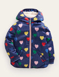 Bedruckter Anorak mit Sherpa-Futter-Marineblau Herzen