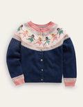 Lustige Fair-Isle-Strickjacke-Französisches Marineblau Ballerinas