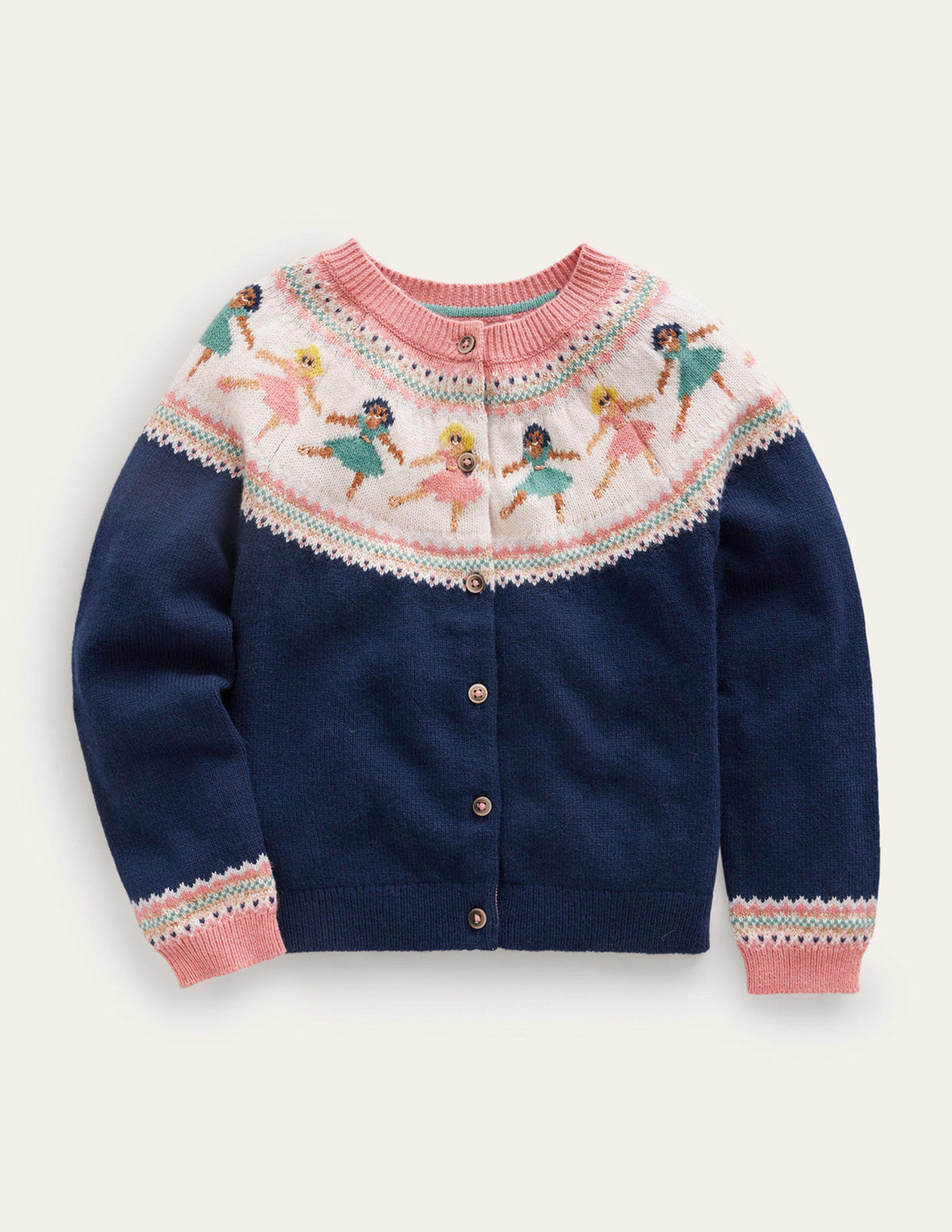 Lustige Fair-Isle-Strickjacke-Französisches Marineblau Ballerinas-1