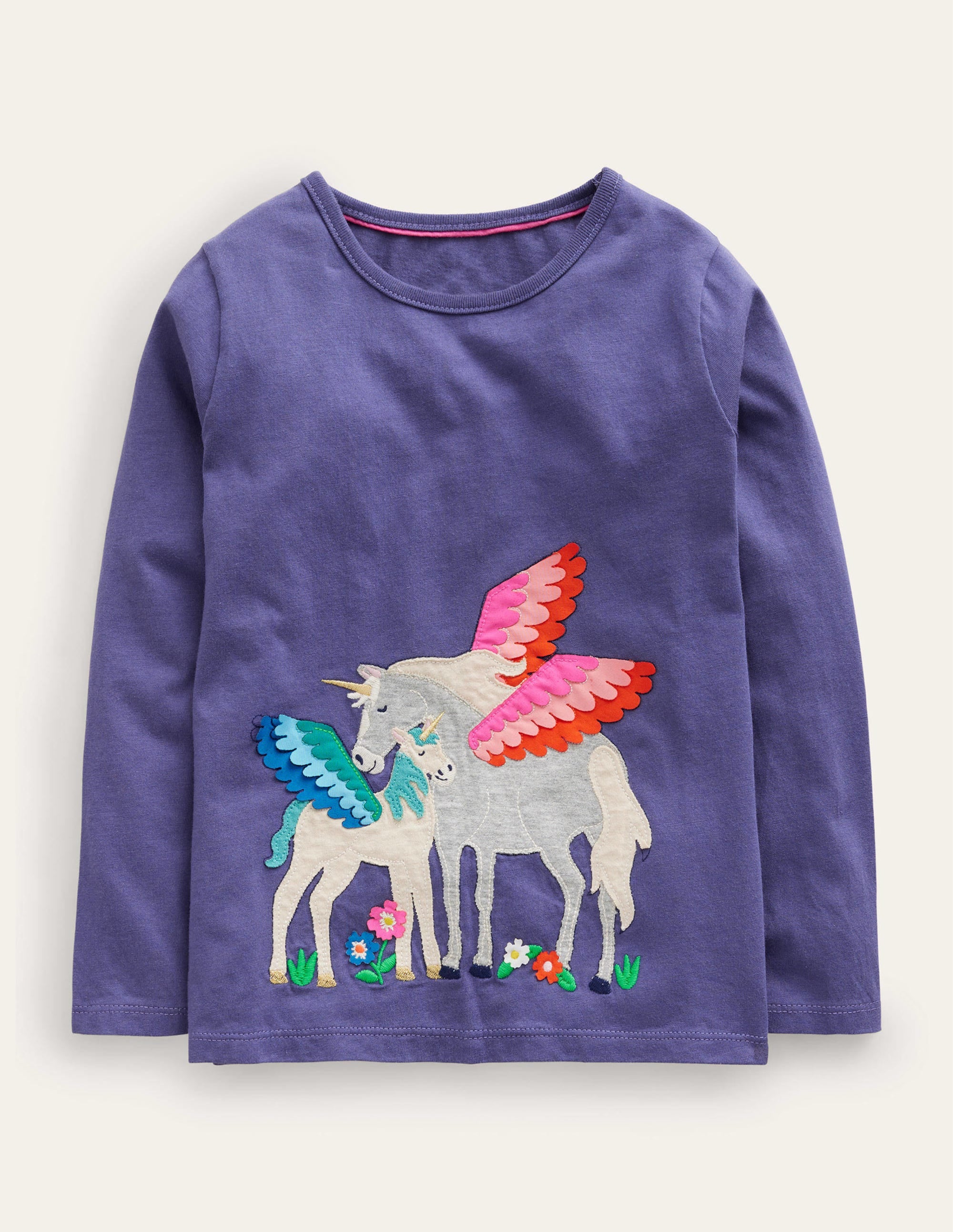 T-Shirt mit Puffärmeln und Applikation-Weiches Steuerbordblau Einhorn - Image 1