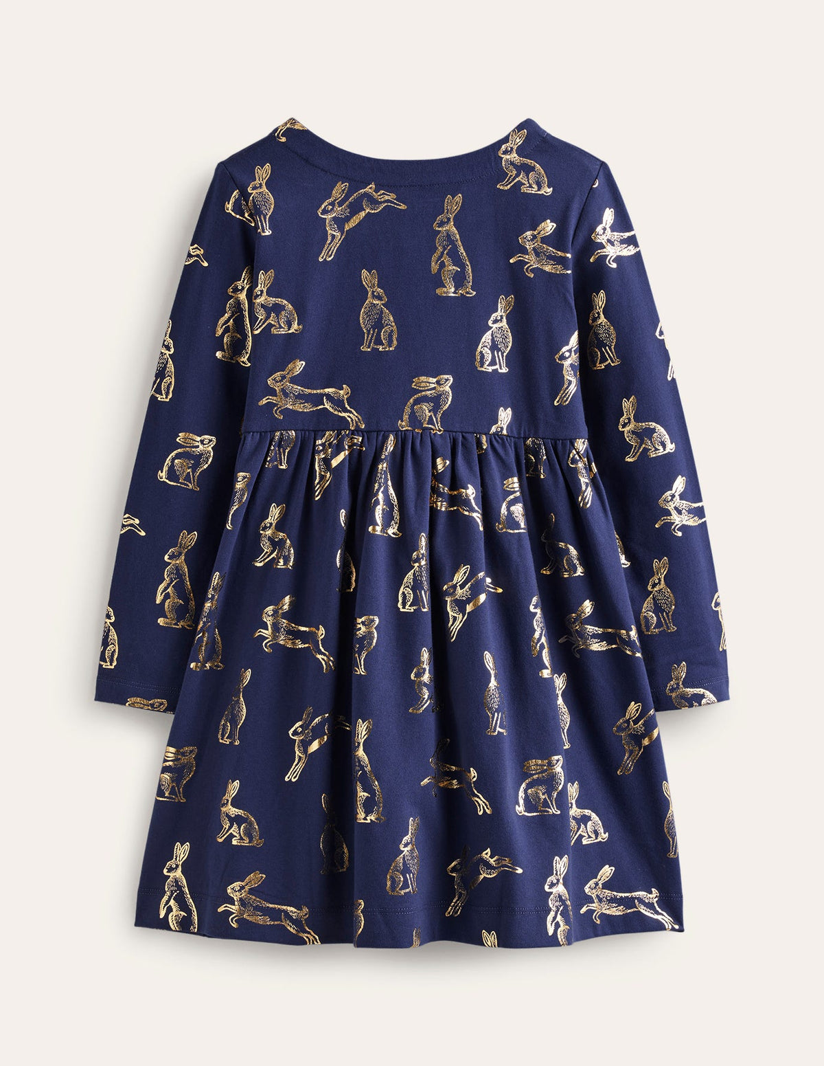 Lustiges Jerseykleid mit langen Ärmeln-Schuluniform-Marineblau Folien-Hasen - Image 2
