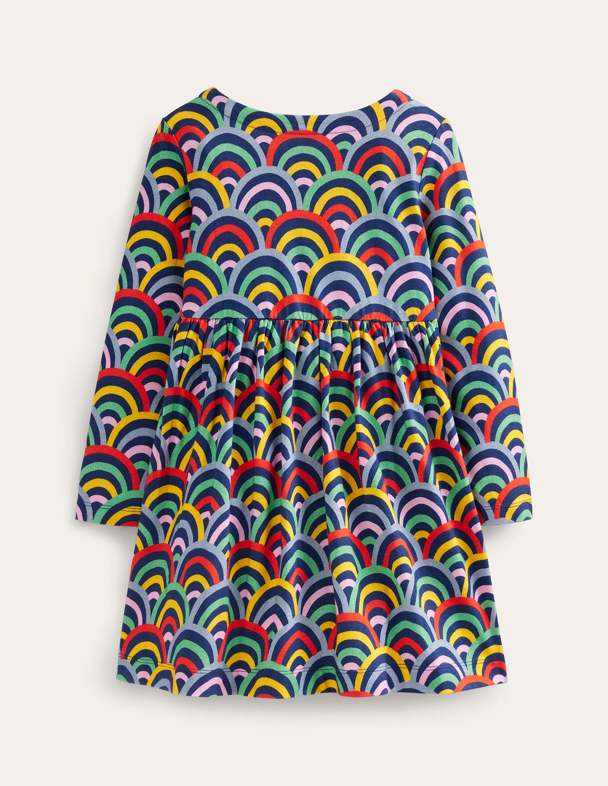 Lustiges Jerseykleid mit langen Ärmeln-Mittelalterliches Blau Regenbogen-2