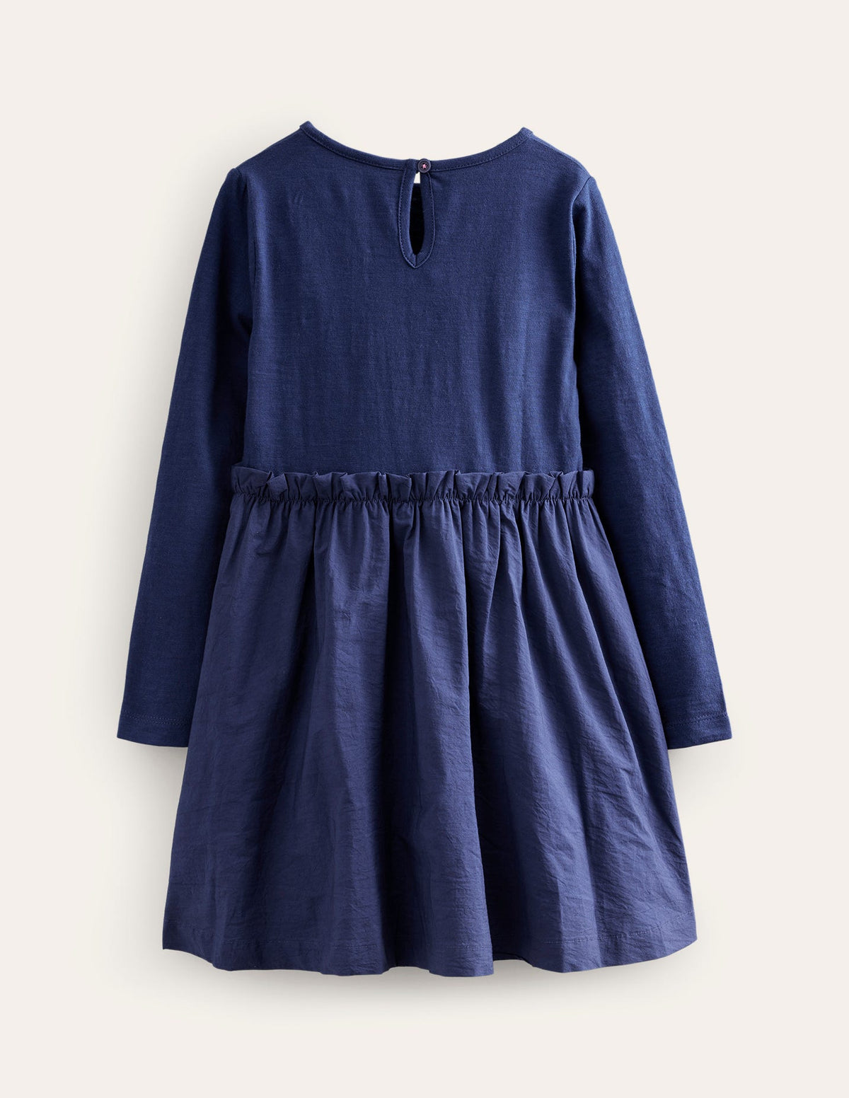 Jersey-Kleid mit gewebter Applikation-Schuluniform-Marineblau - Image 2