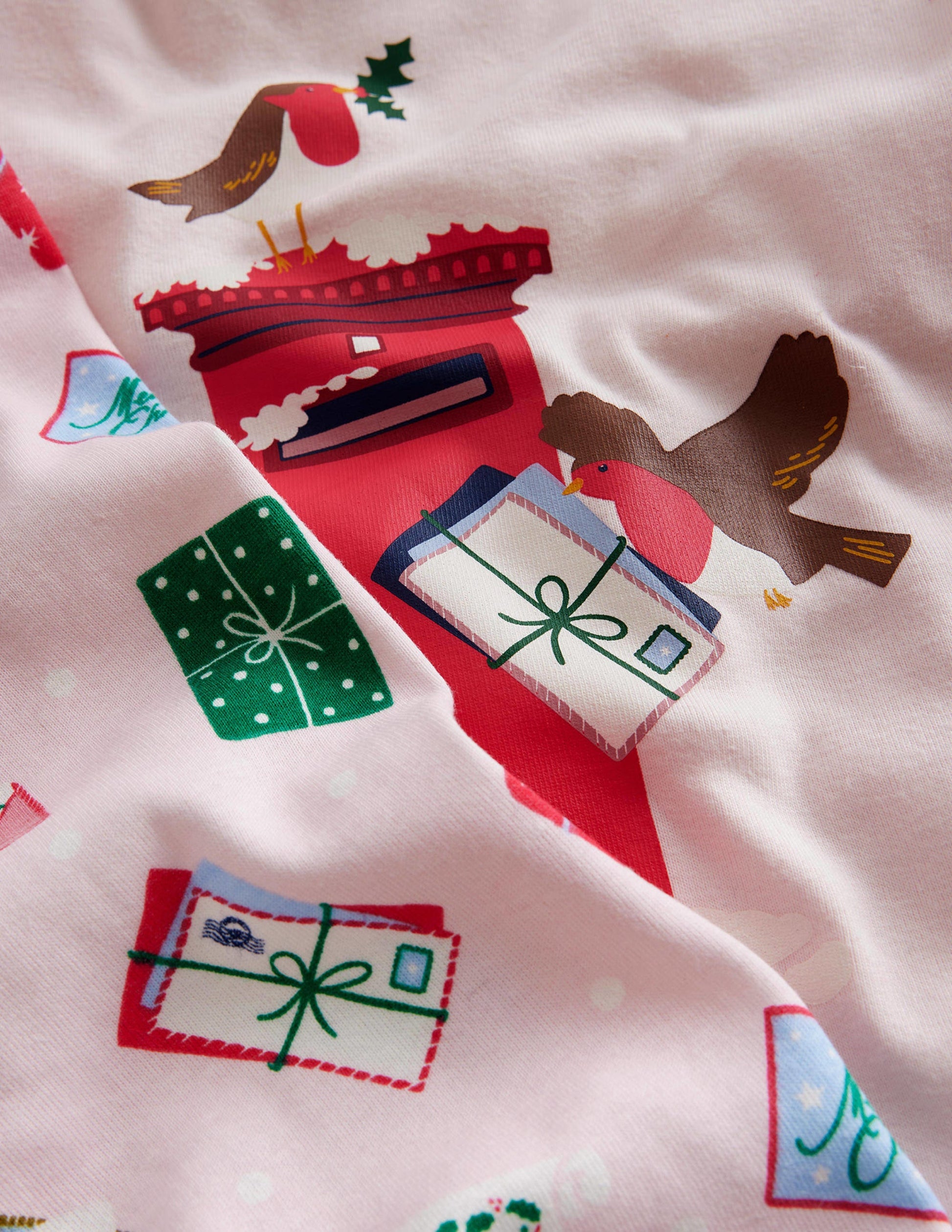 Eng anliegender, langer Schlafanzug-Rosa Brief an den Weihnachtsmann-3