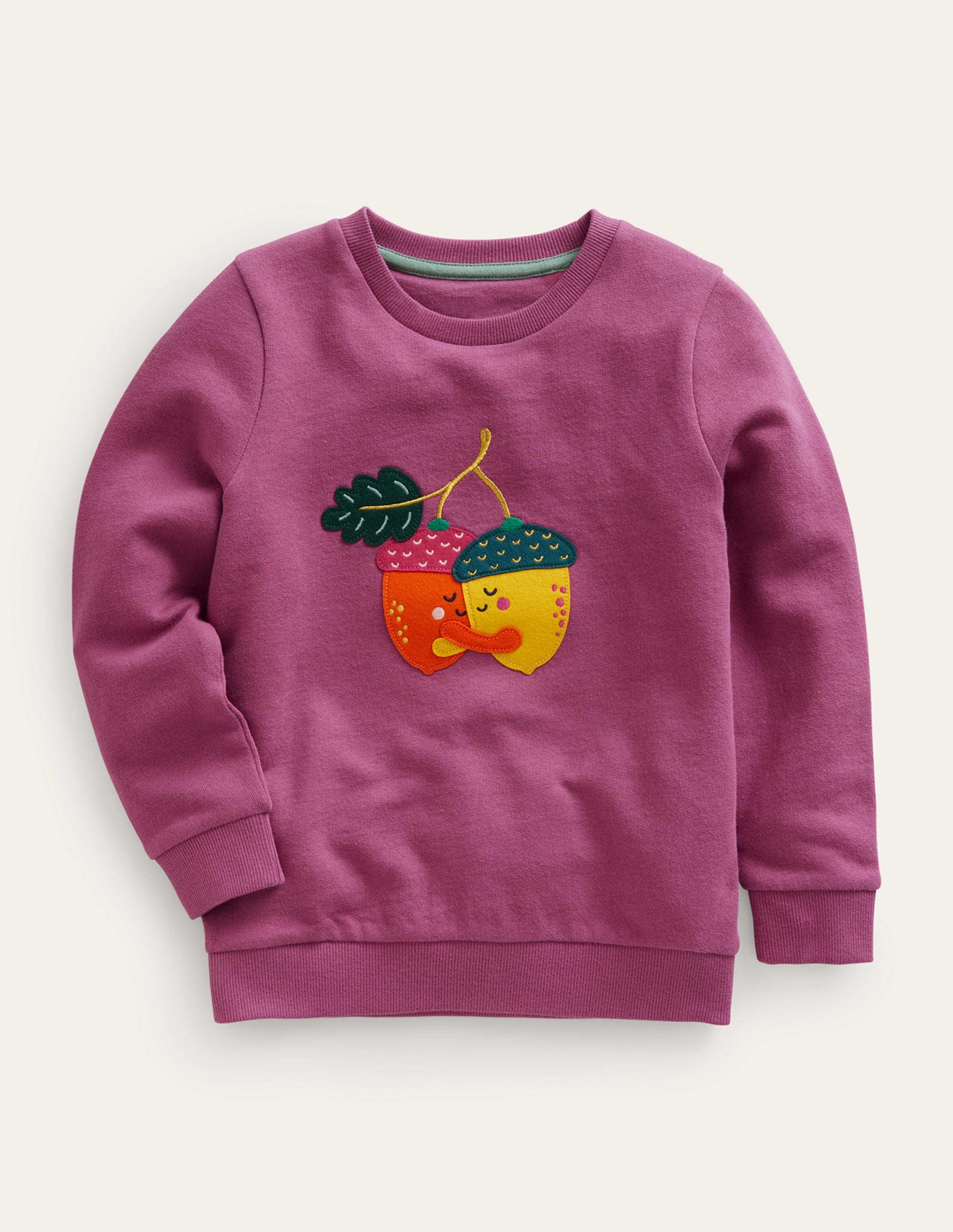 Applique Sweatshirt-Teacup Pink Acorn-1