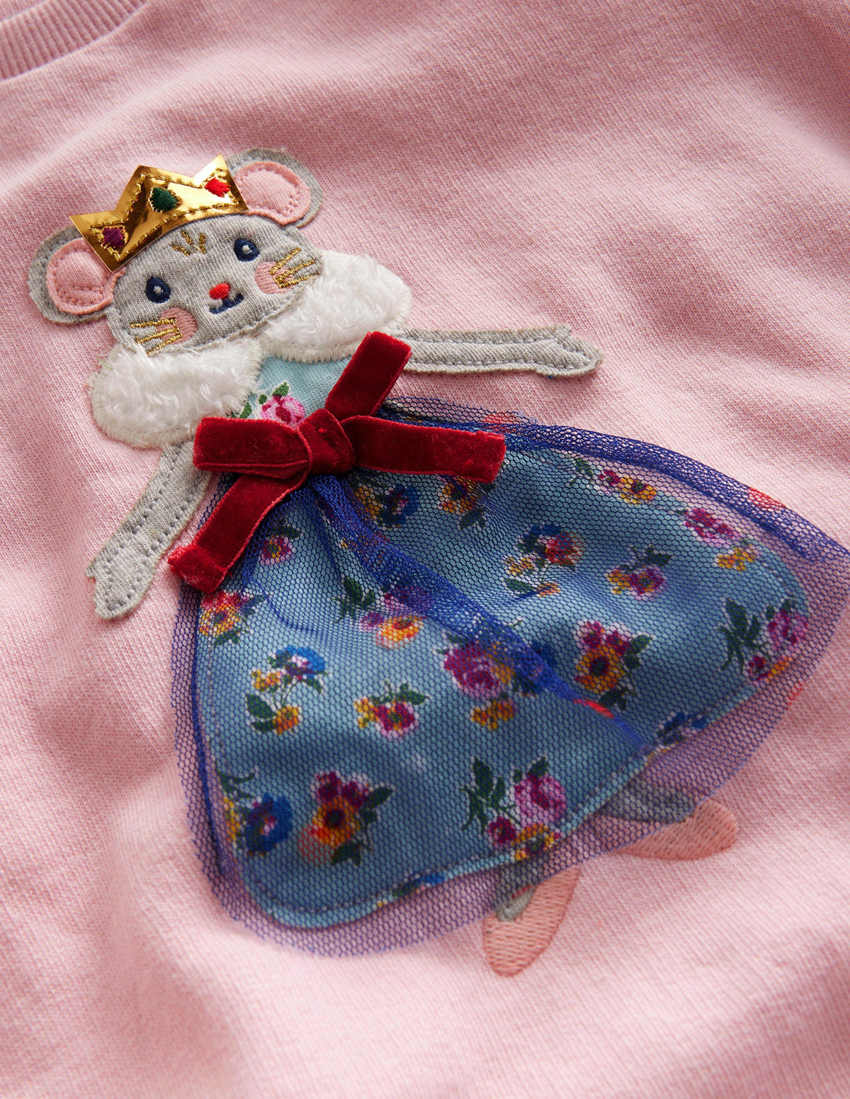 Sweat cosy à appliqué-Souris rose français-3