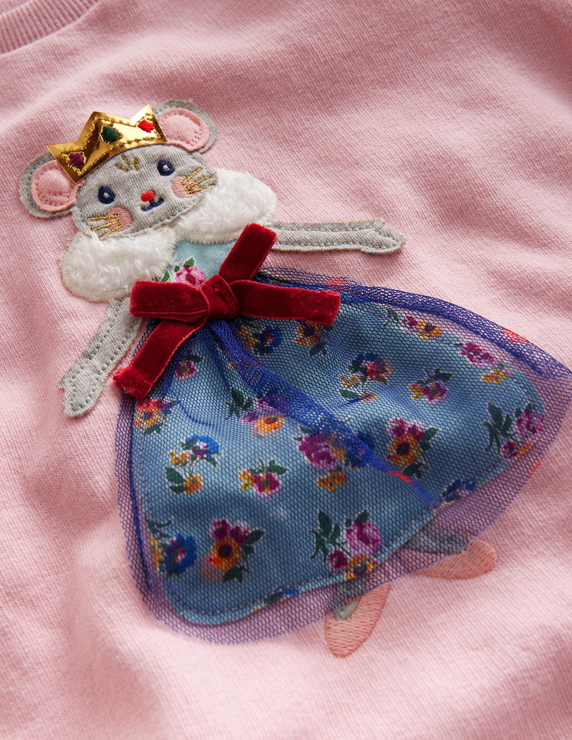 Sweat cosy à appliqué-Souris rose français - Image 3