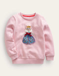 Sweat cosy à appliqué-Souris rose français