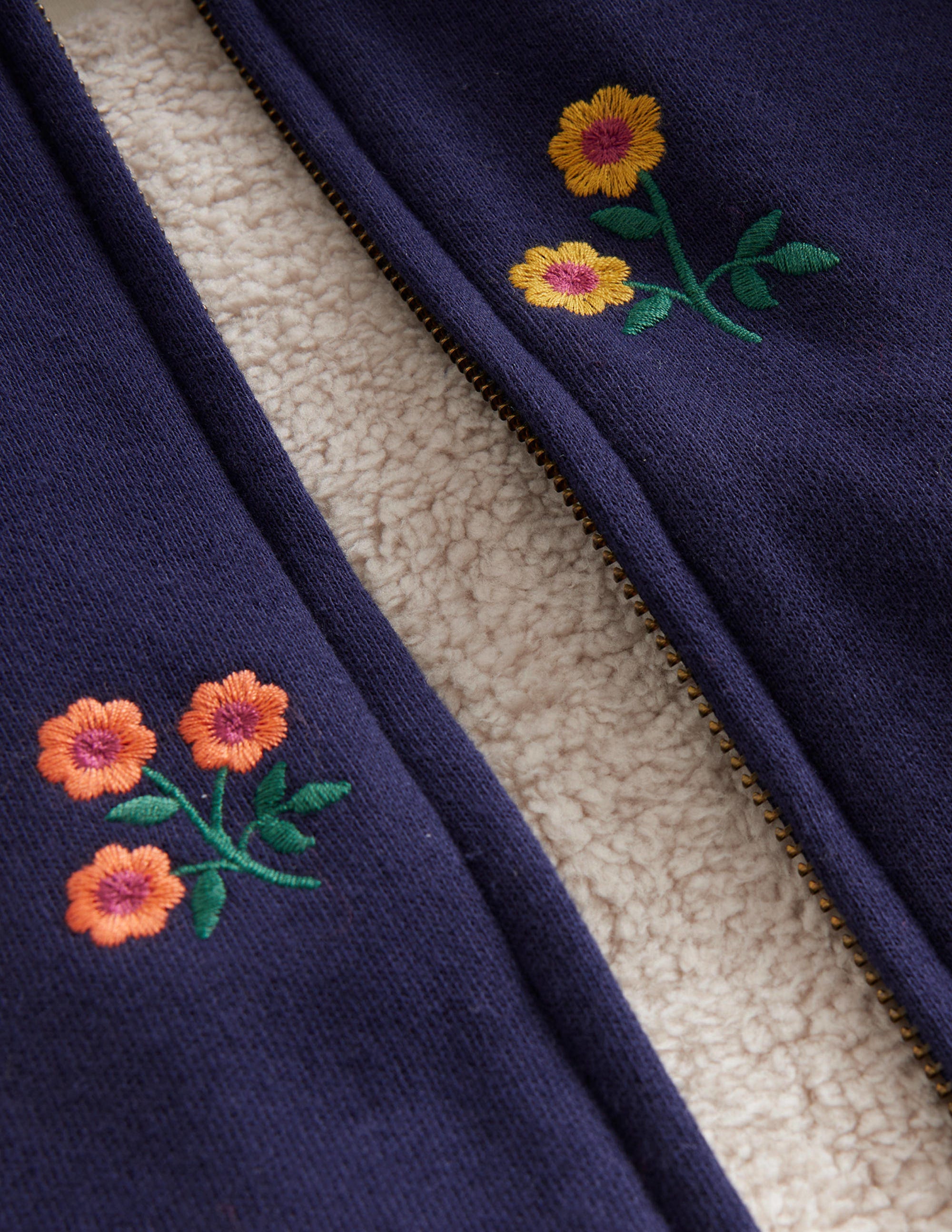 Sweat à capuche doublé et brodé-Motif floral bleu marine foncé - Image 3