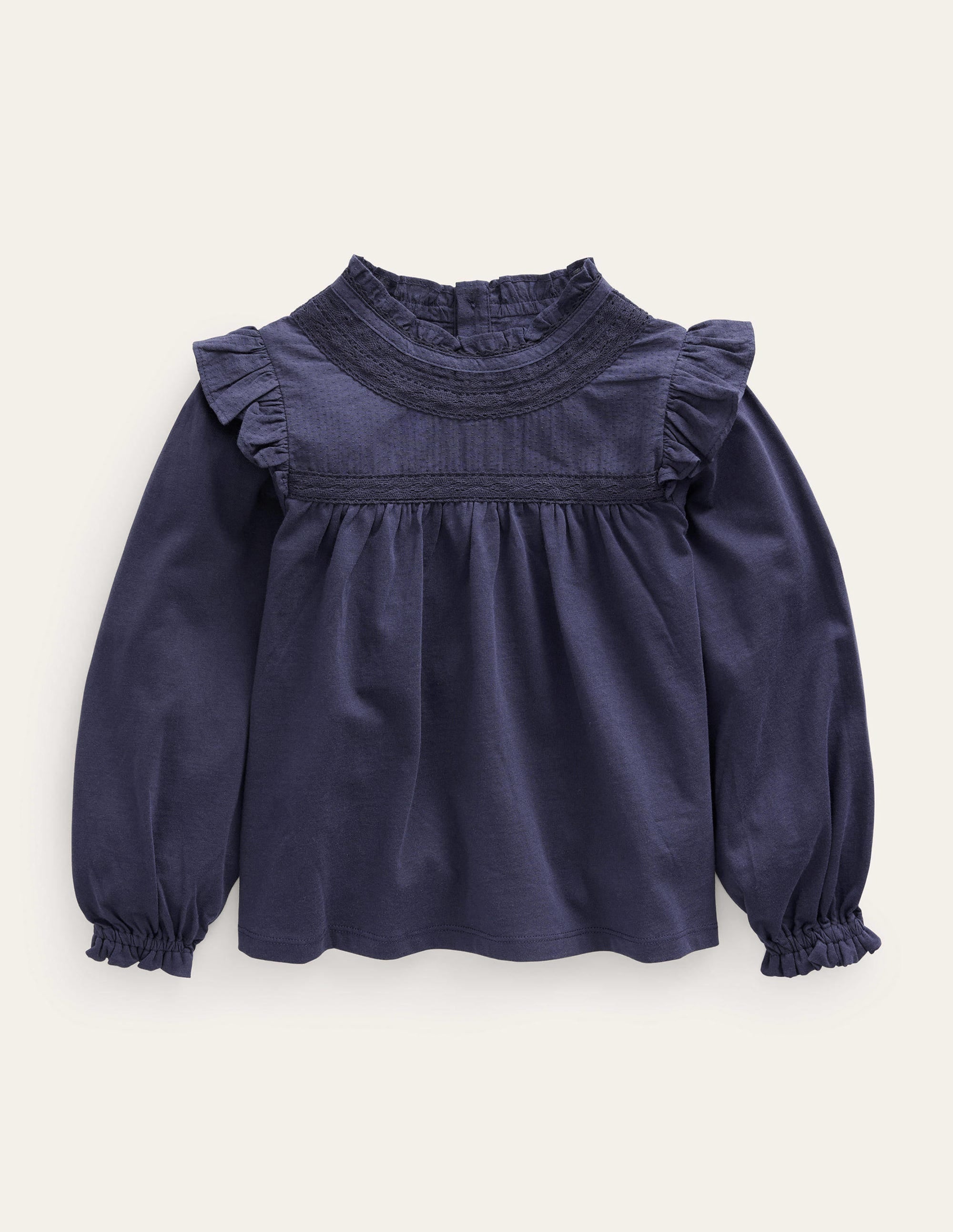 Jersey-Oberteil mit Spitzenverzierung-Marineblau - Image 1