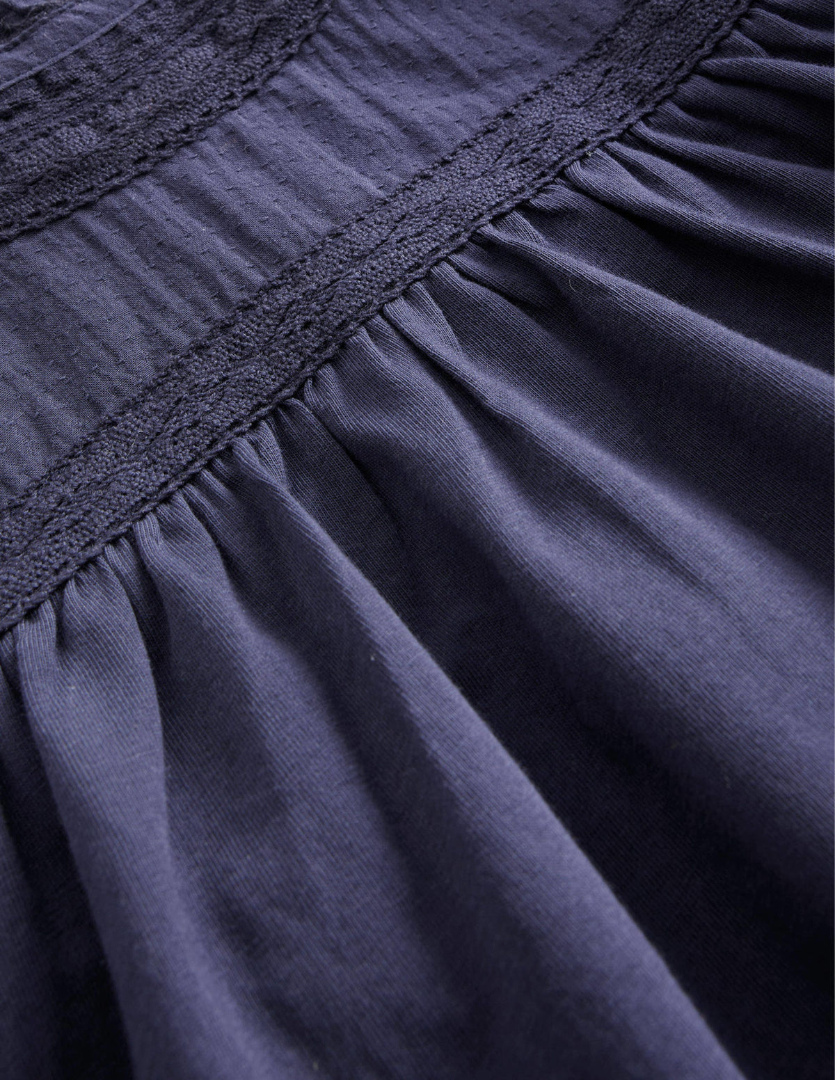 Jersey-Oberteil mit Spitzenverzierung-Marineblau-3