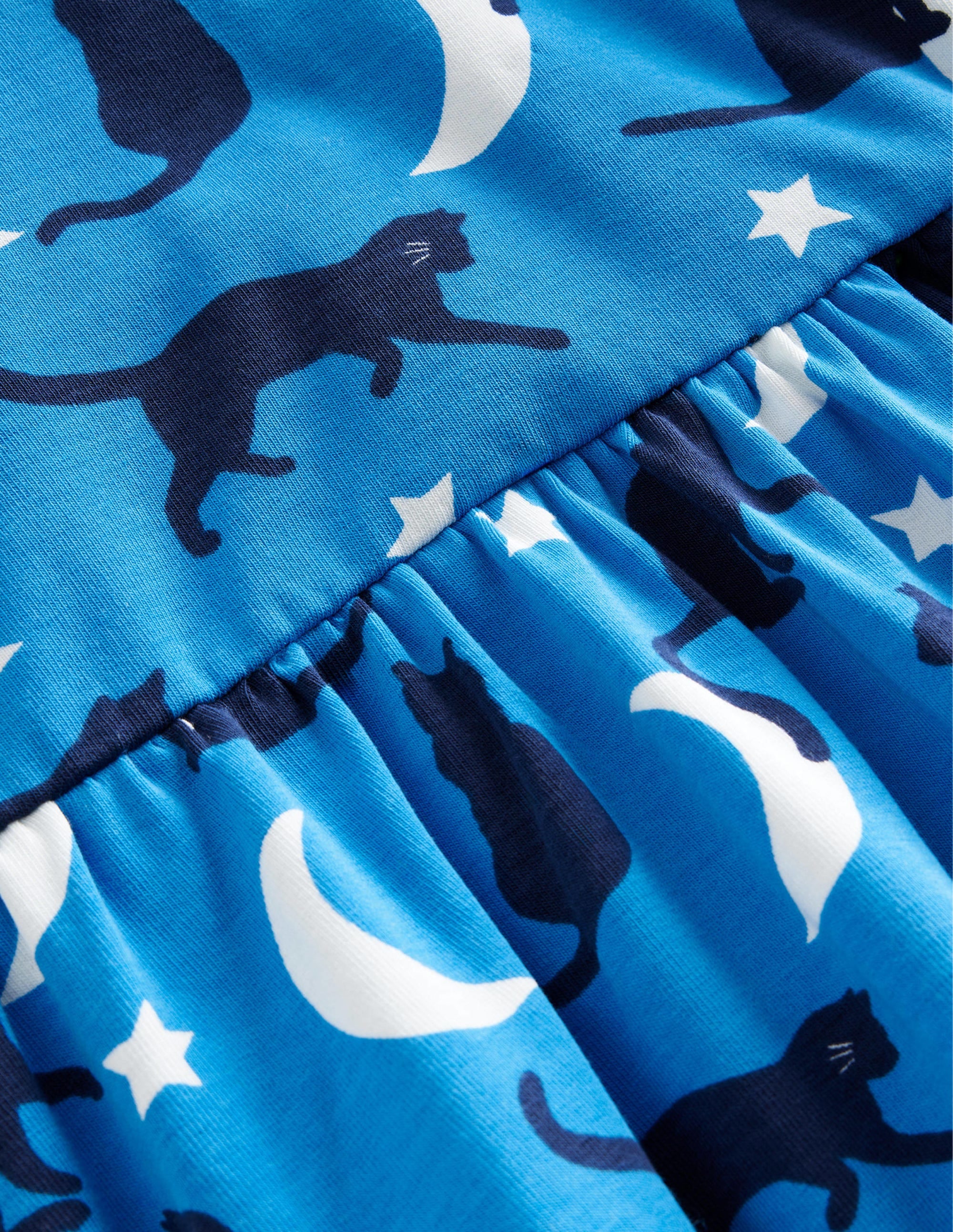 Jerseykleid mit Rollkragen-Leuchtendes Blau Katzen - Image 3