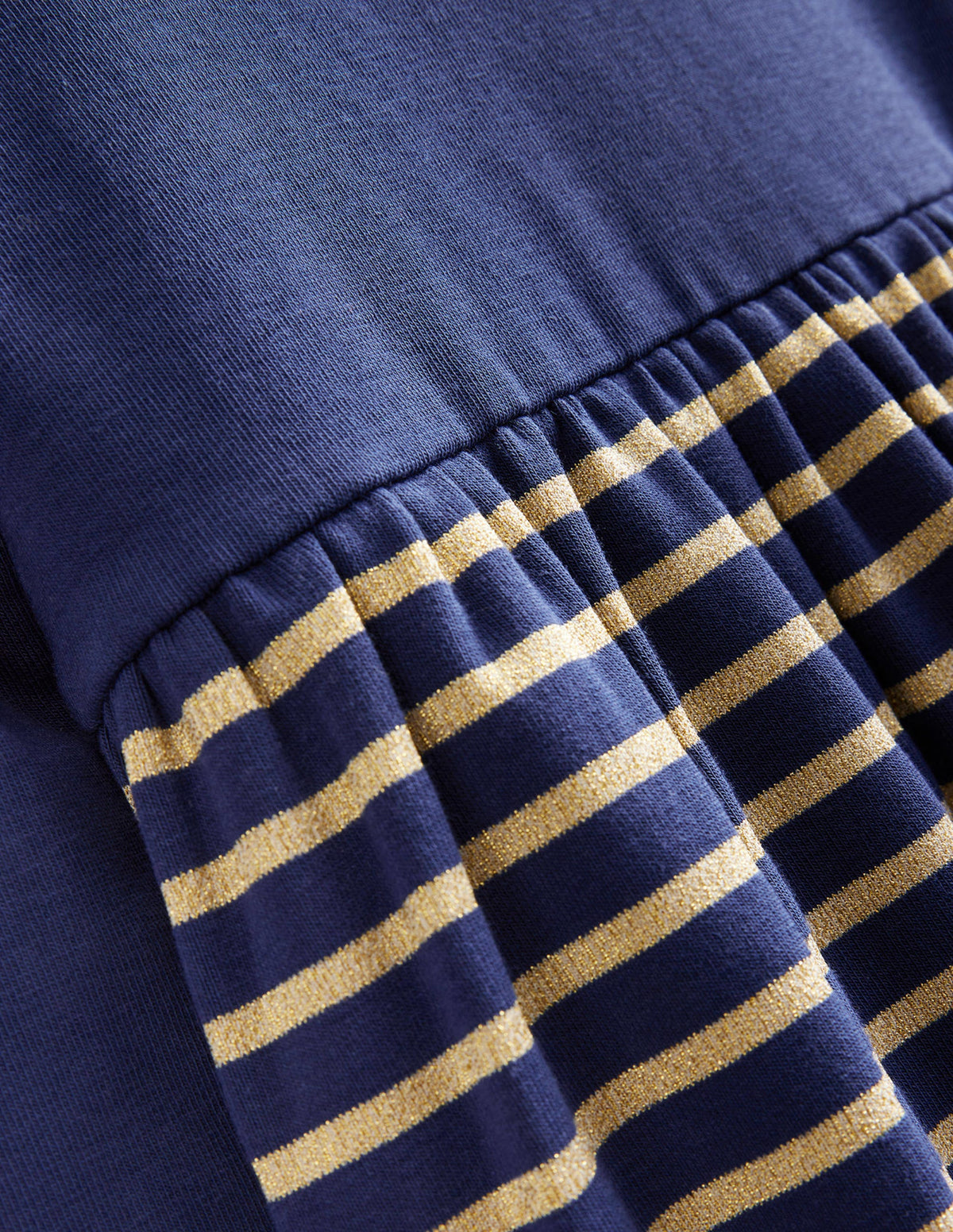 Roll Neck Jersey Dress-College Navy/Metallic Stripe-3