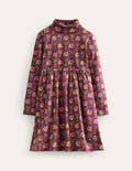 Jerseykleid mit Rollkragen-Beerenrot Lila Obstgarten