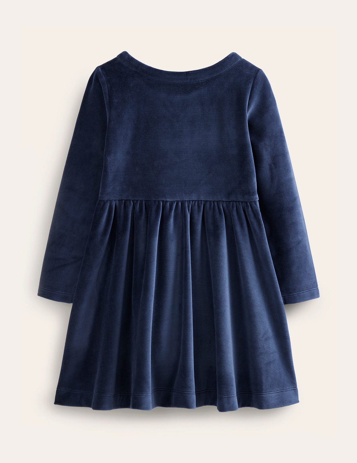 Robe tournoyante en velours à appliqué-Lapin bleu marine foncé-2