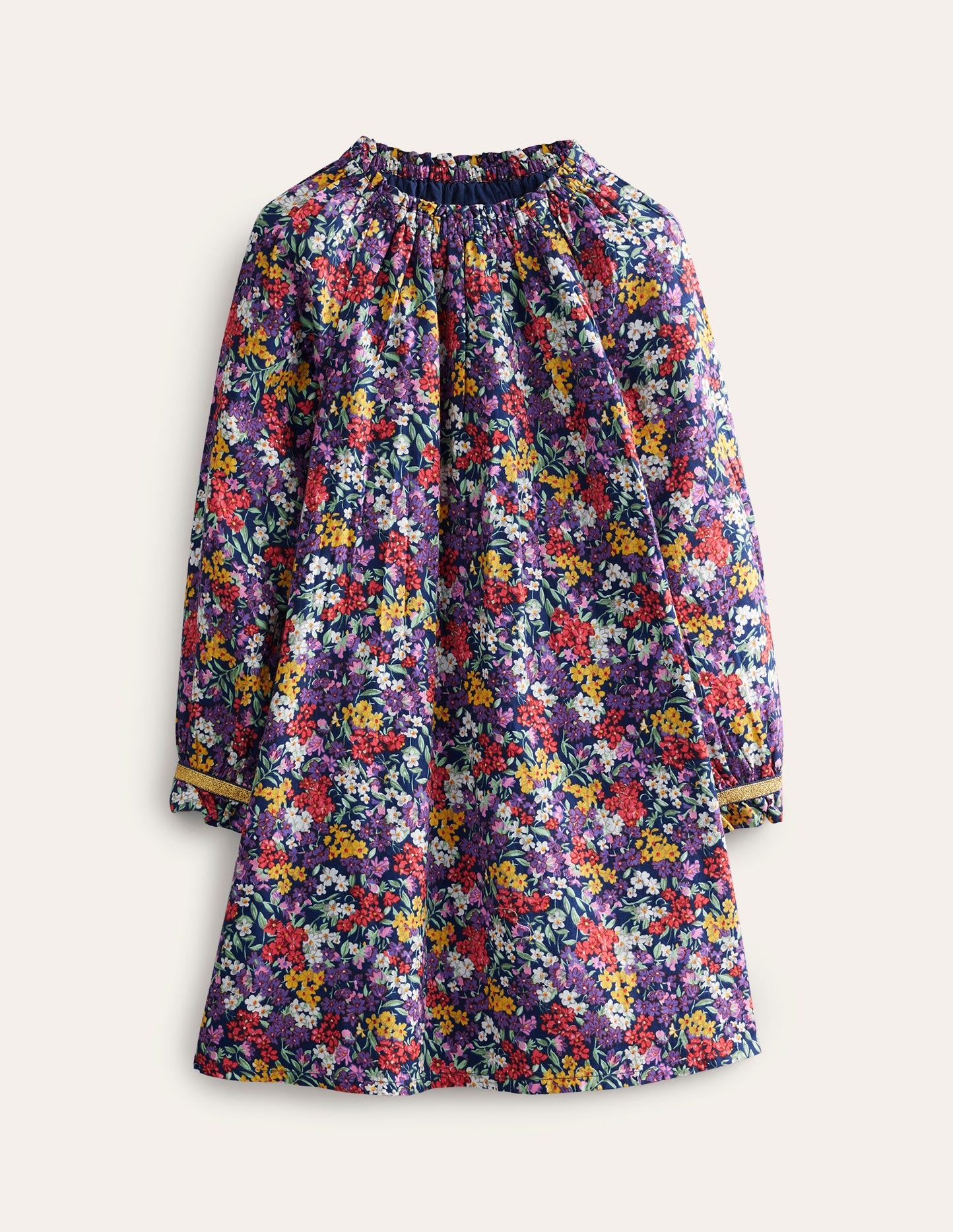 Robe tissée à col froncé-Motif Bloom multi - Image 1