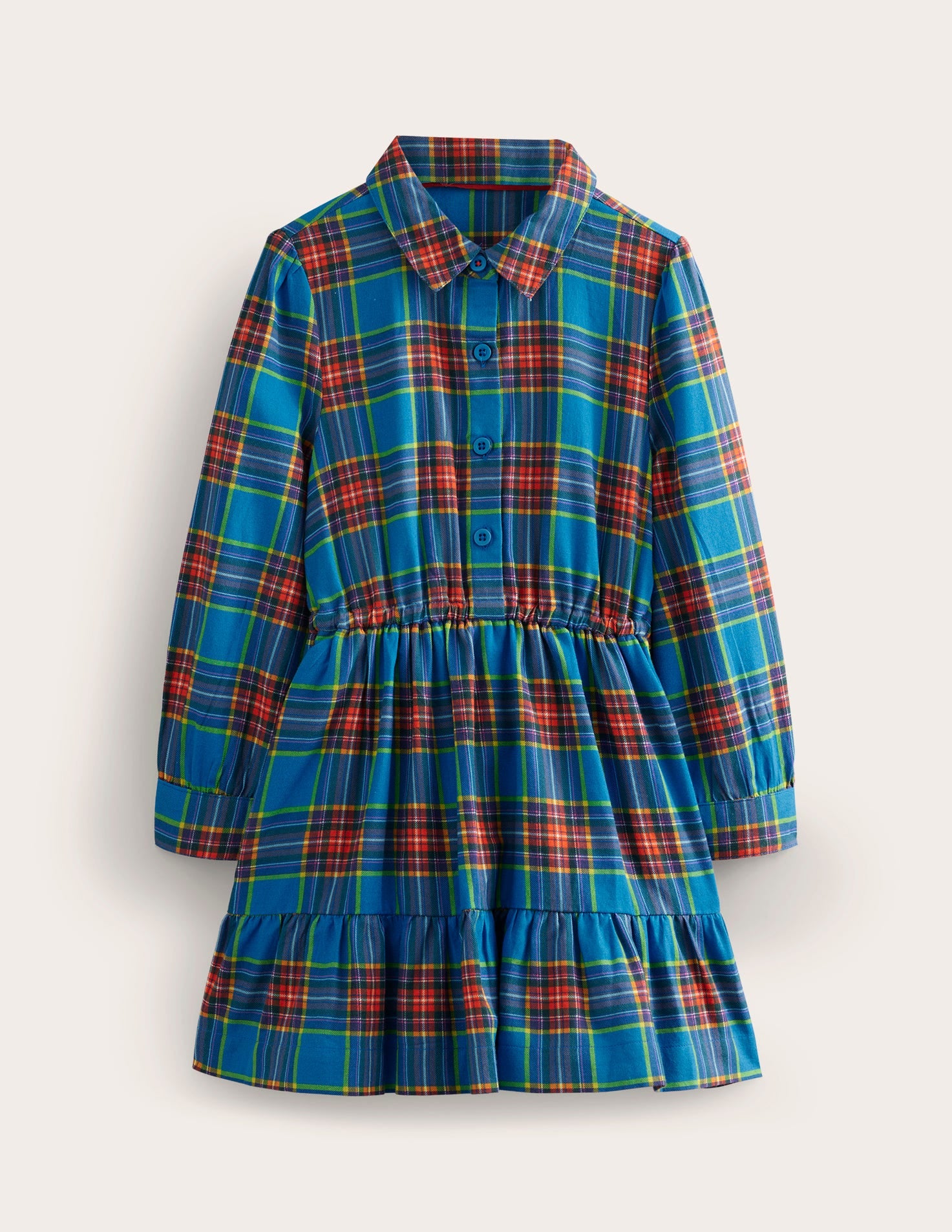 Kariertes Hemdblusenkleid aus Baumwolle-Blau / Rot Kariert - Image 1