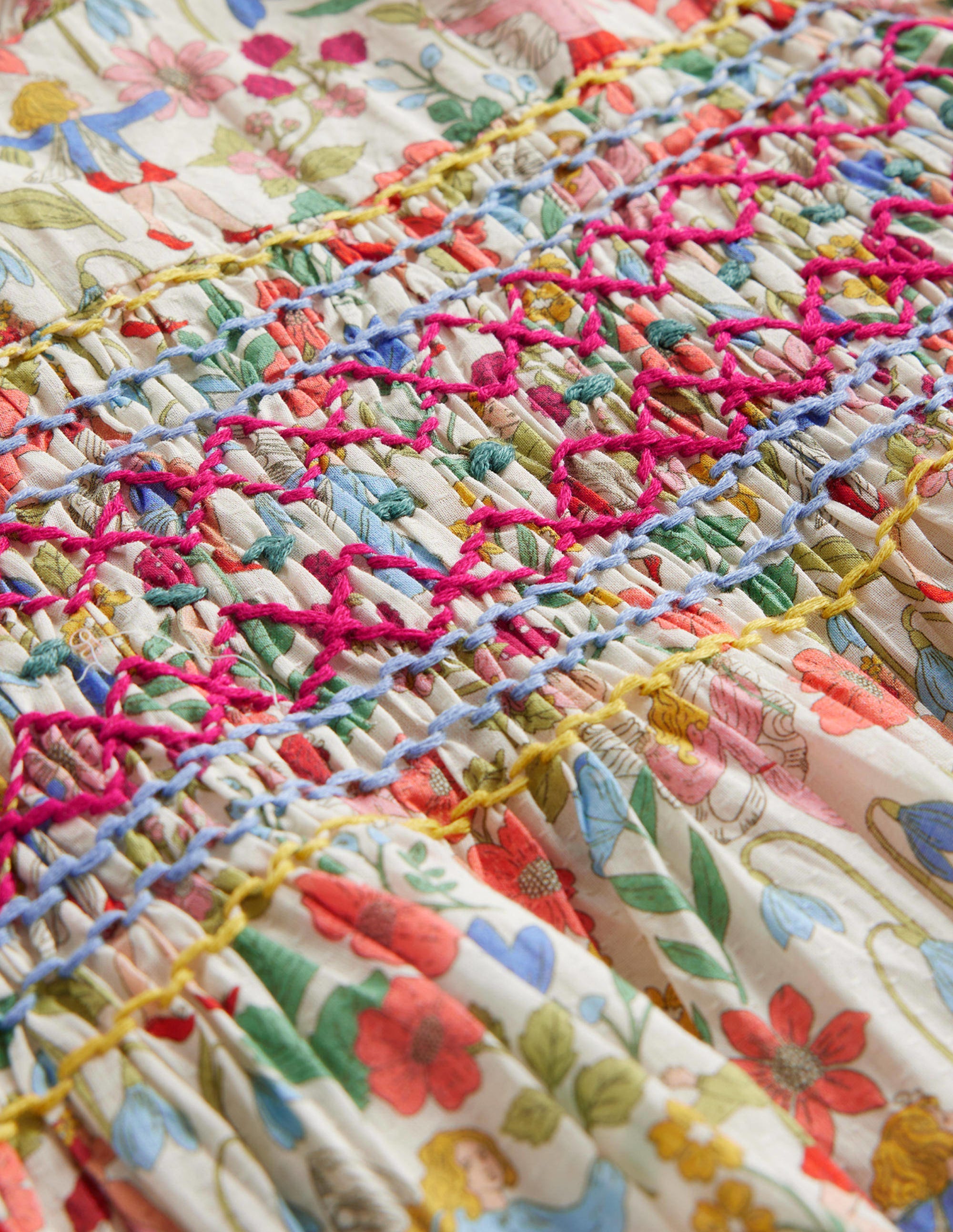 Robe imprimée à smocks-Fées vanille - Image 3