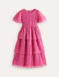 Tüllkleid mit Folienstern-Sweet William Rosa