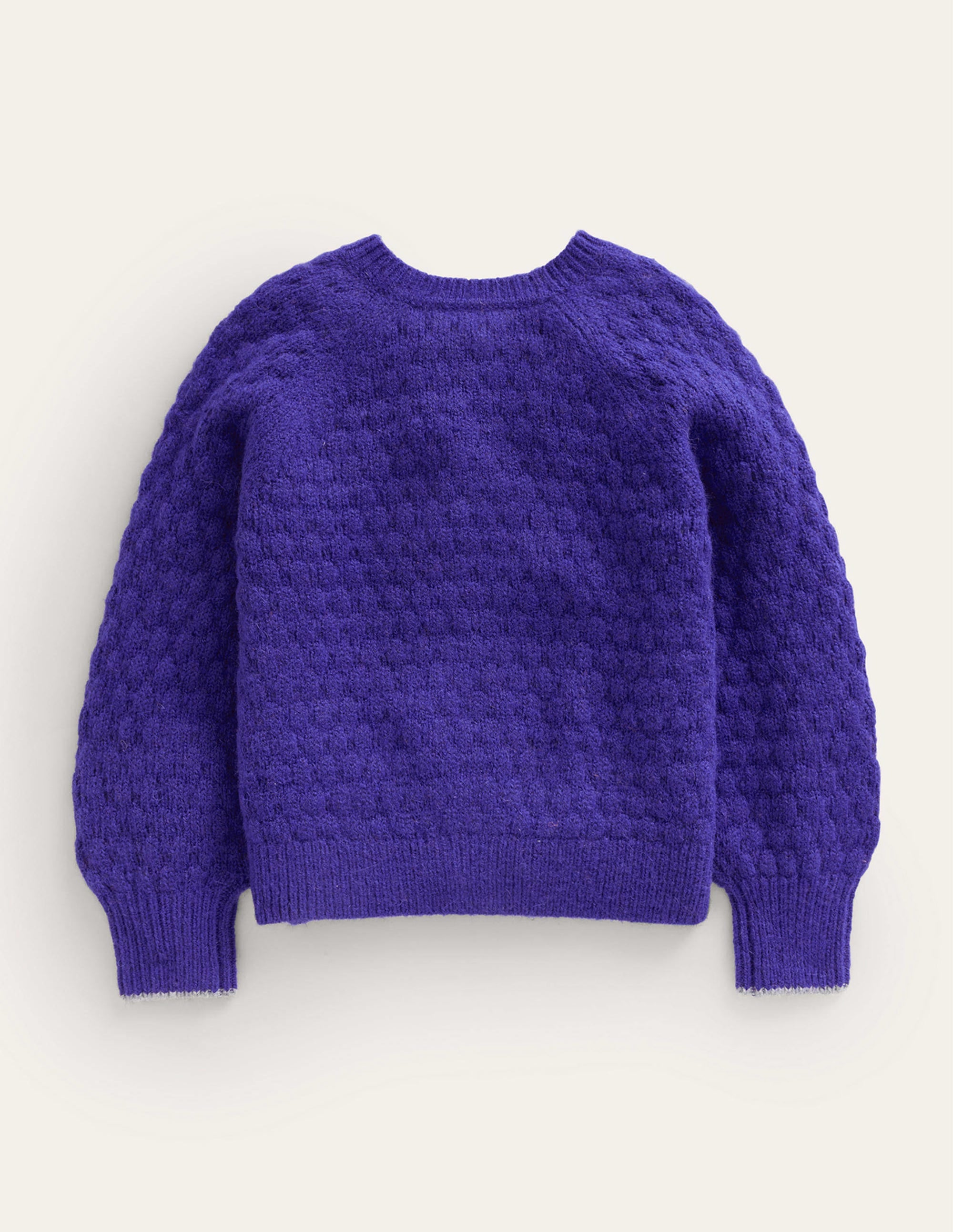 Strickjacke mit Pomponmaschen-Blau - Image 2