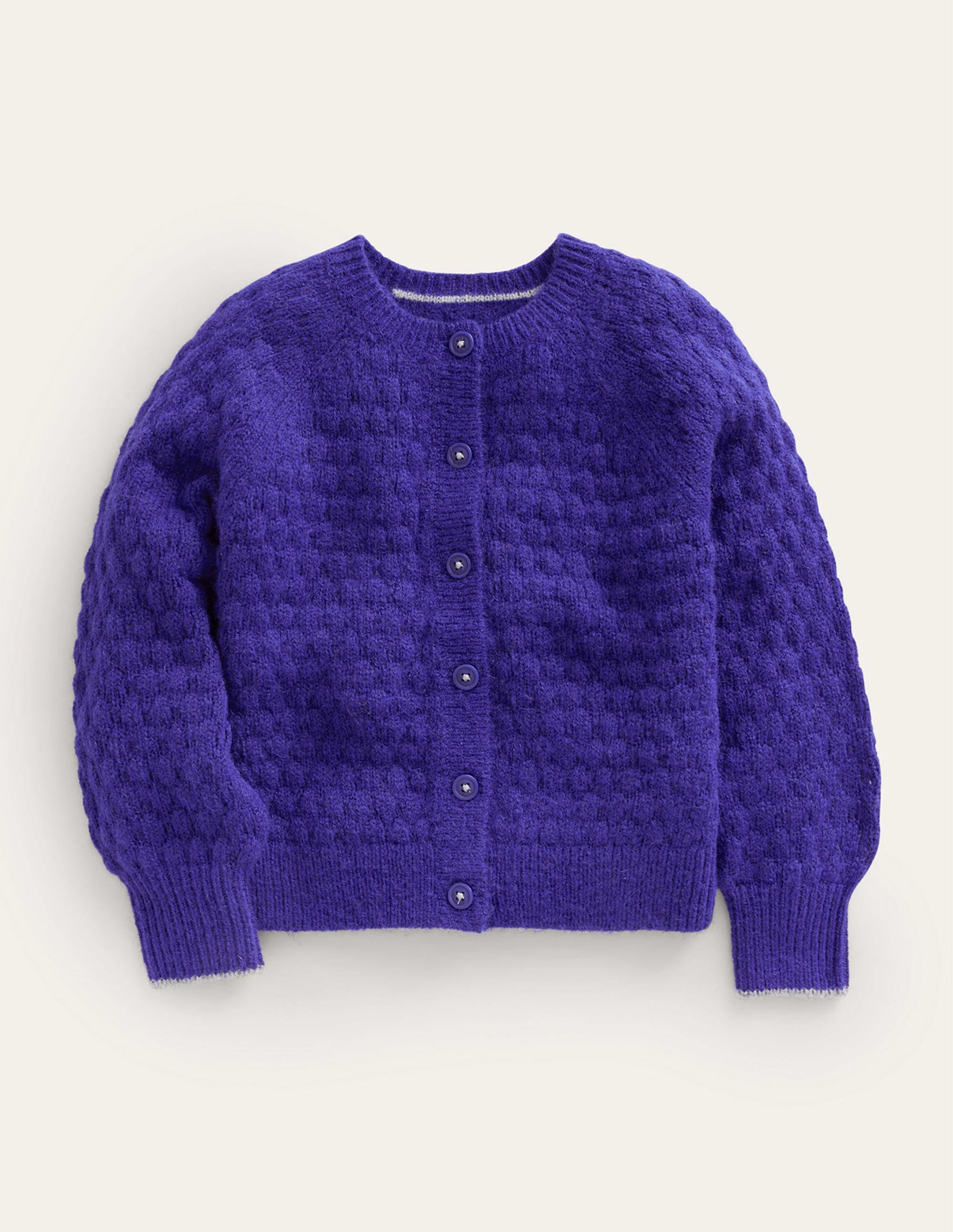 Strickjacke mit Pomponmaschen-Blau - Image 1