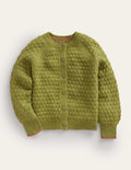 Strickjacke mit Pomponmaschen-Sternfrucht Grün