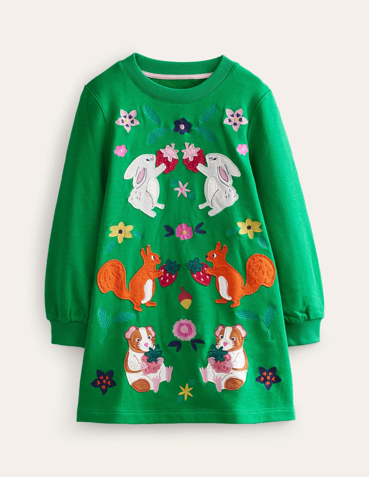Robe-sweat cosy à appliqué-Motif Woodland vert foncé - Image 1