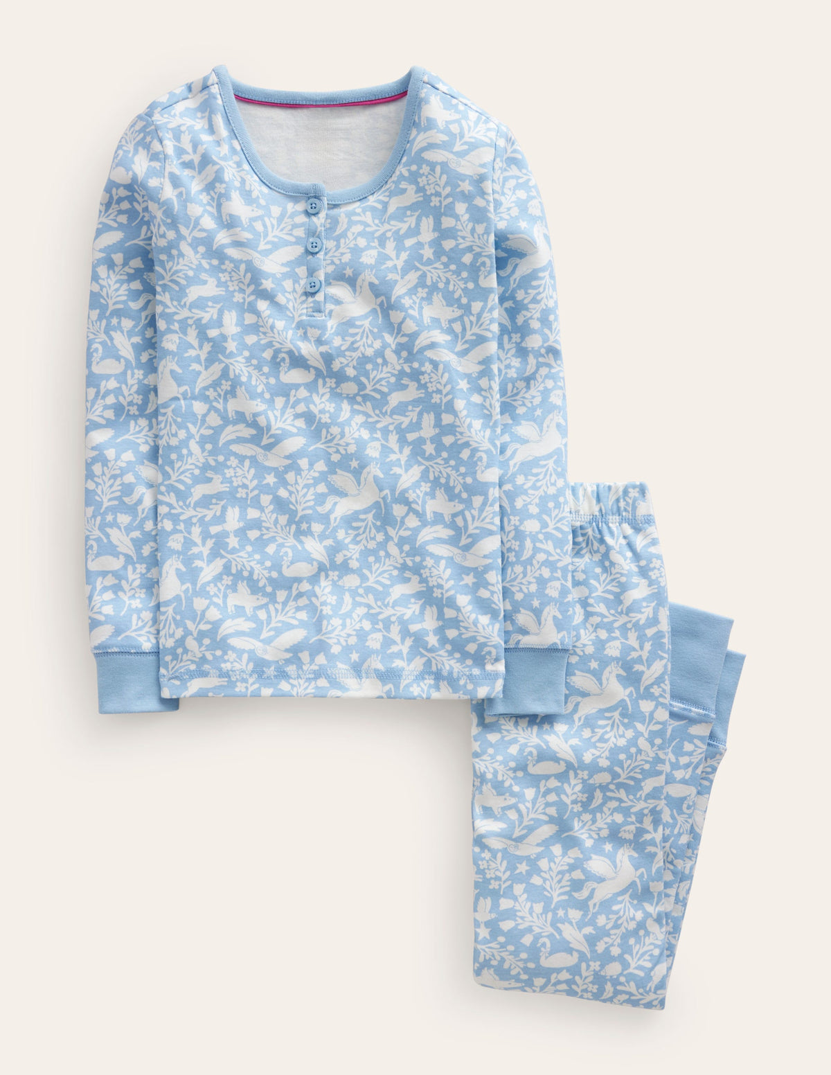 Pyjama douillet à col tunisien-Animaux bleu glacé - Image 1