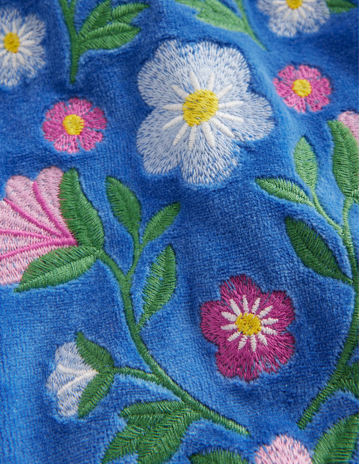 Sweat brodé en velours-Motif floral bleu de Delft-3