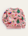 Lockeres, bedrucktes Sweatshirt-Mandelrosa Festlich