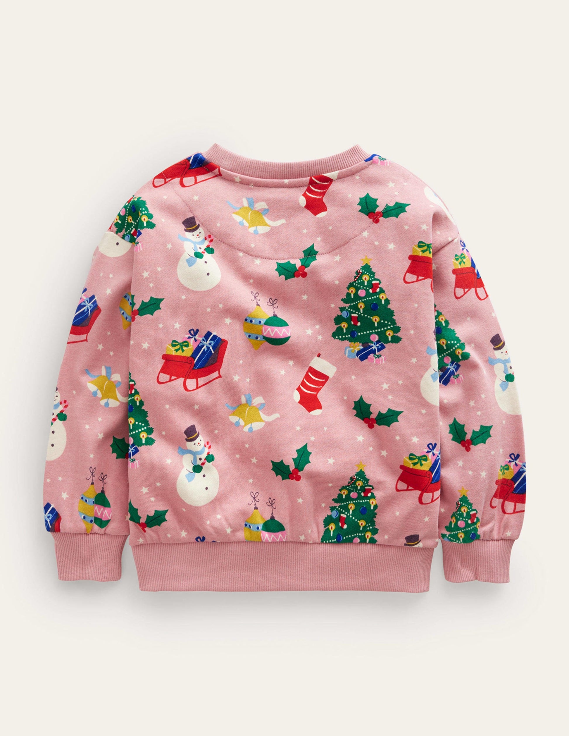 Lockeres, bedrucktes Sweatshirt-Mandelrosa Festlich-2