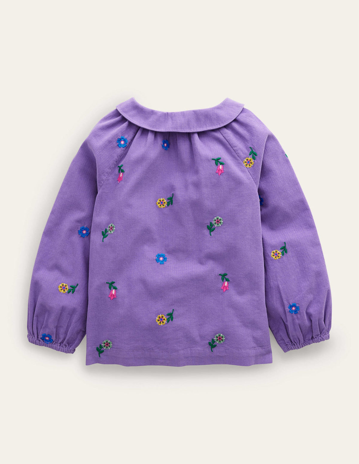 Besticktes Cord-Hemd-Asternlila Floral-2