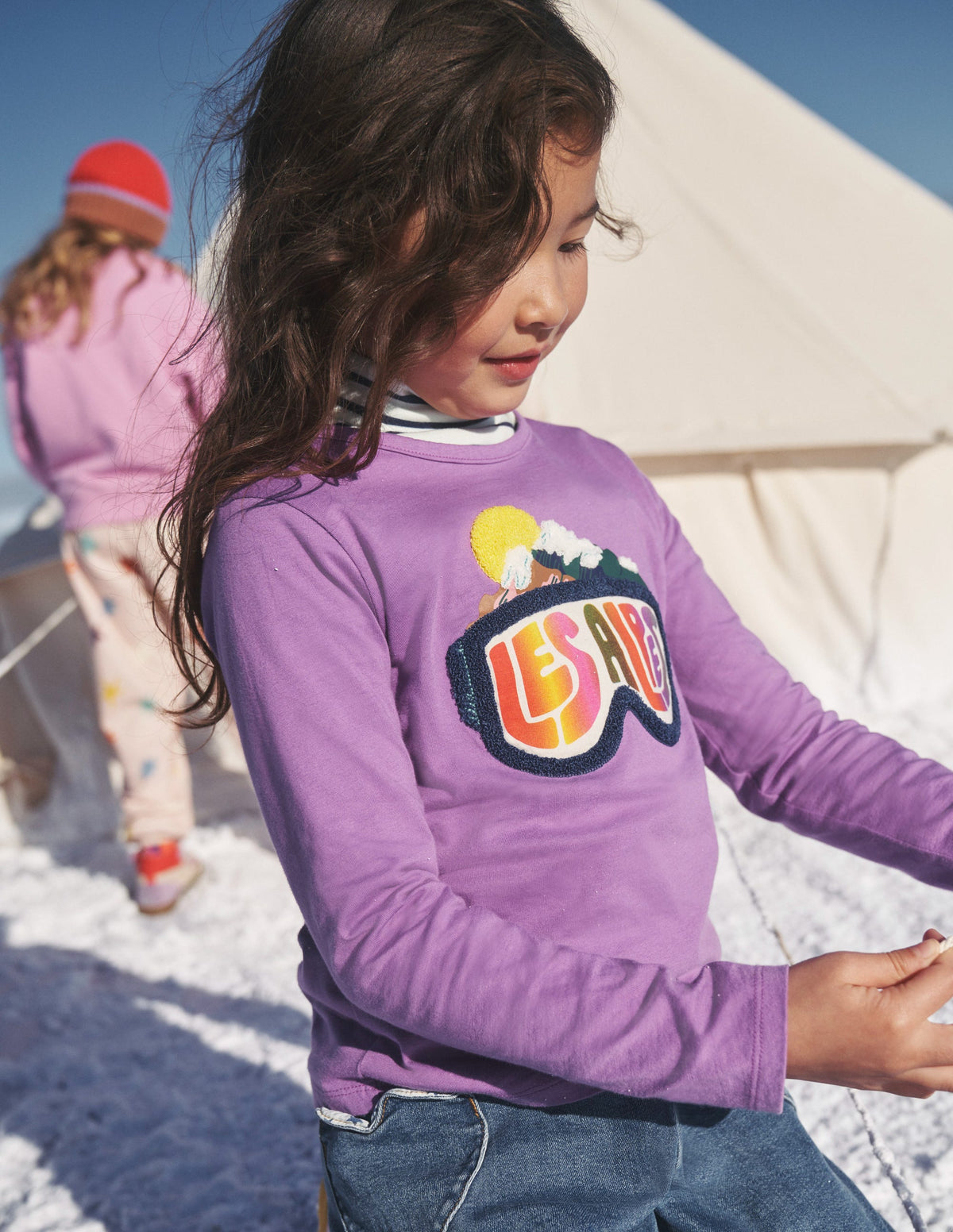 Logo-T-Shirt aus Bouclé-Blauregen-Lila Les Alpes - Image 4