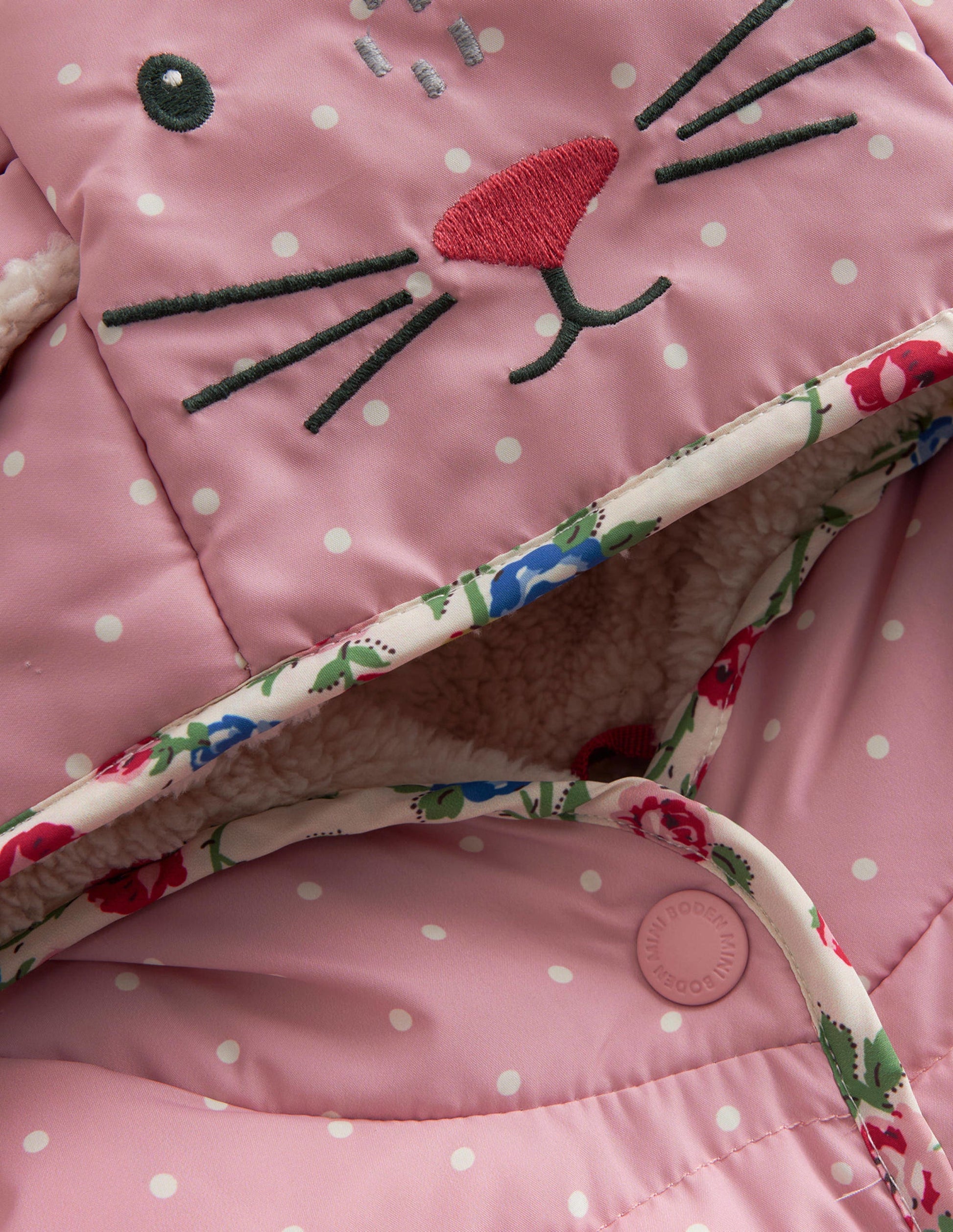Doudoune fantaisie-Pois mastic/rose vintage-3