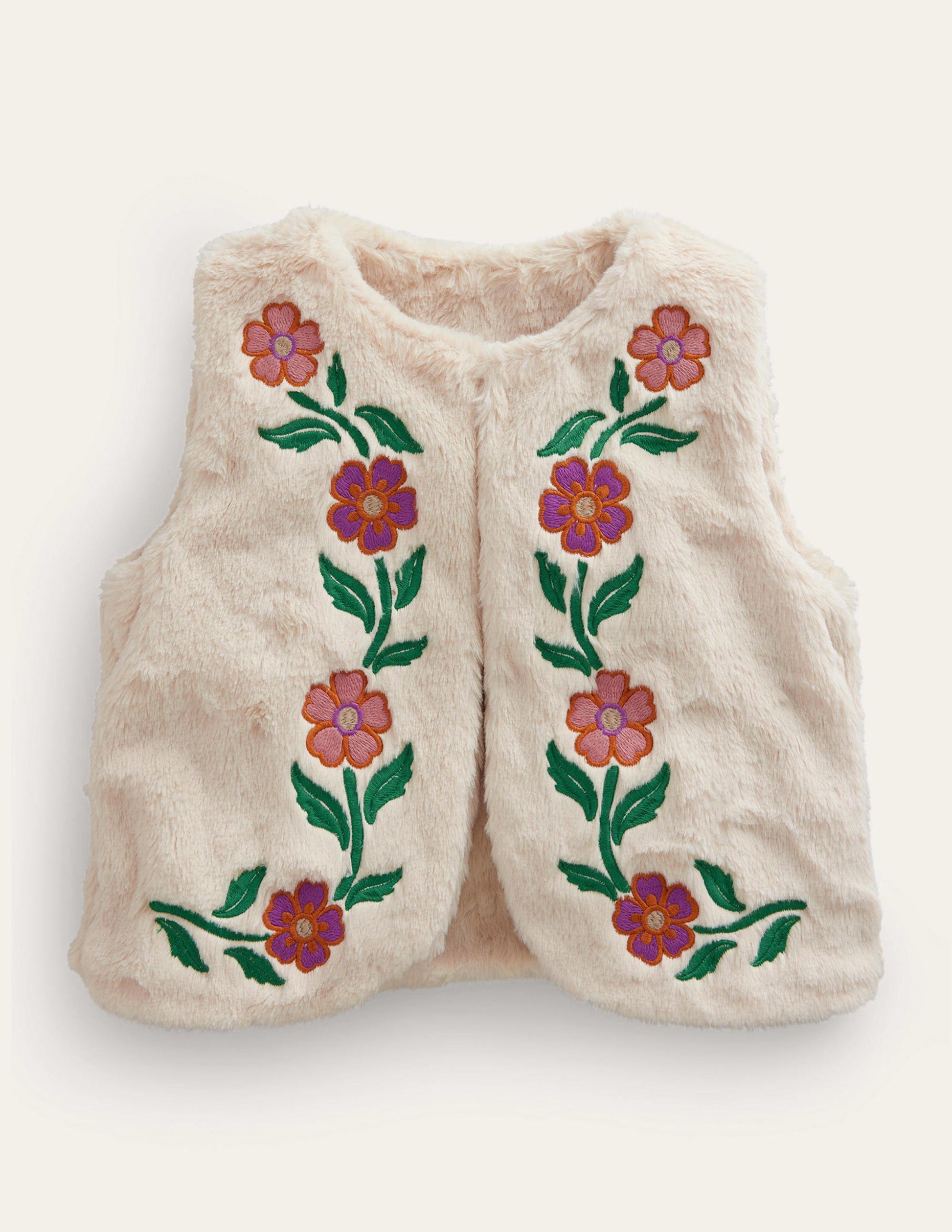 Wendeweste aus Kunstpelz-Naturweiß Floral-1
