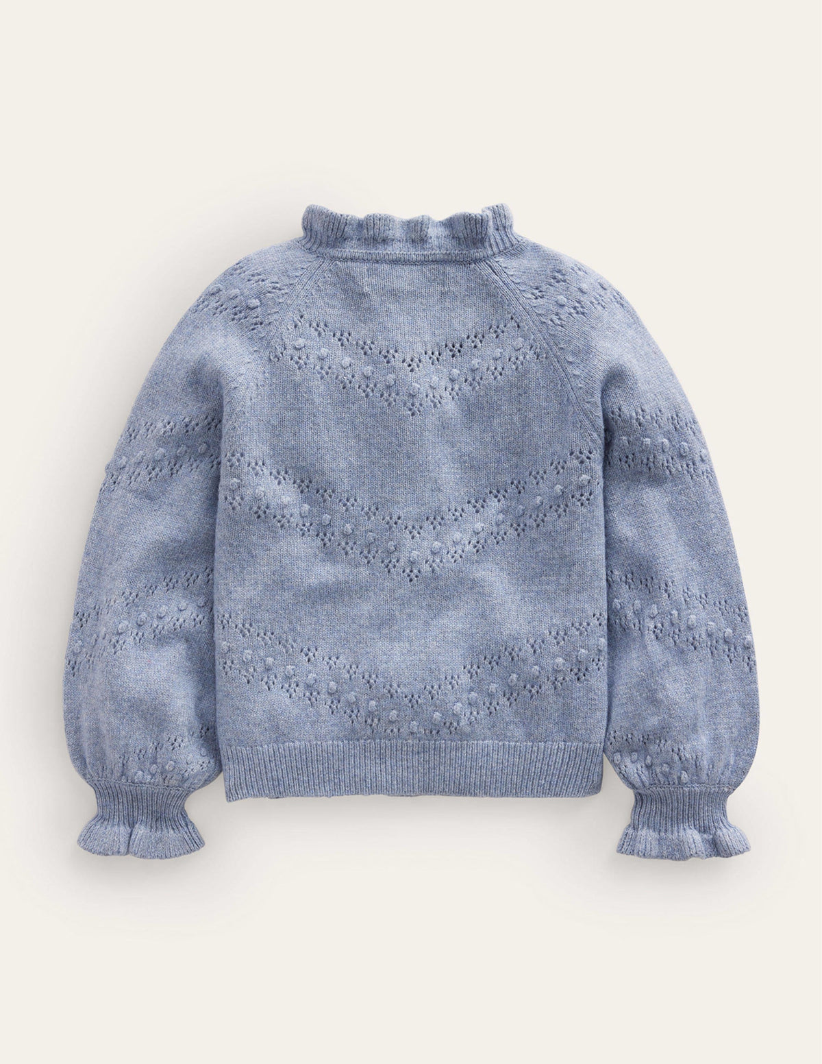 Embroidered Frill Cardigan-Pebble Blue - Image 2