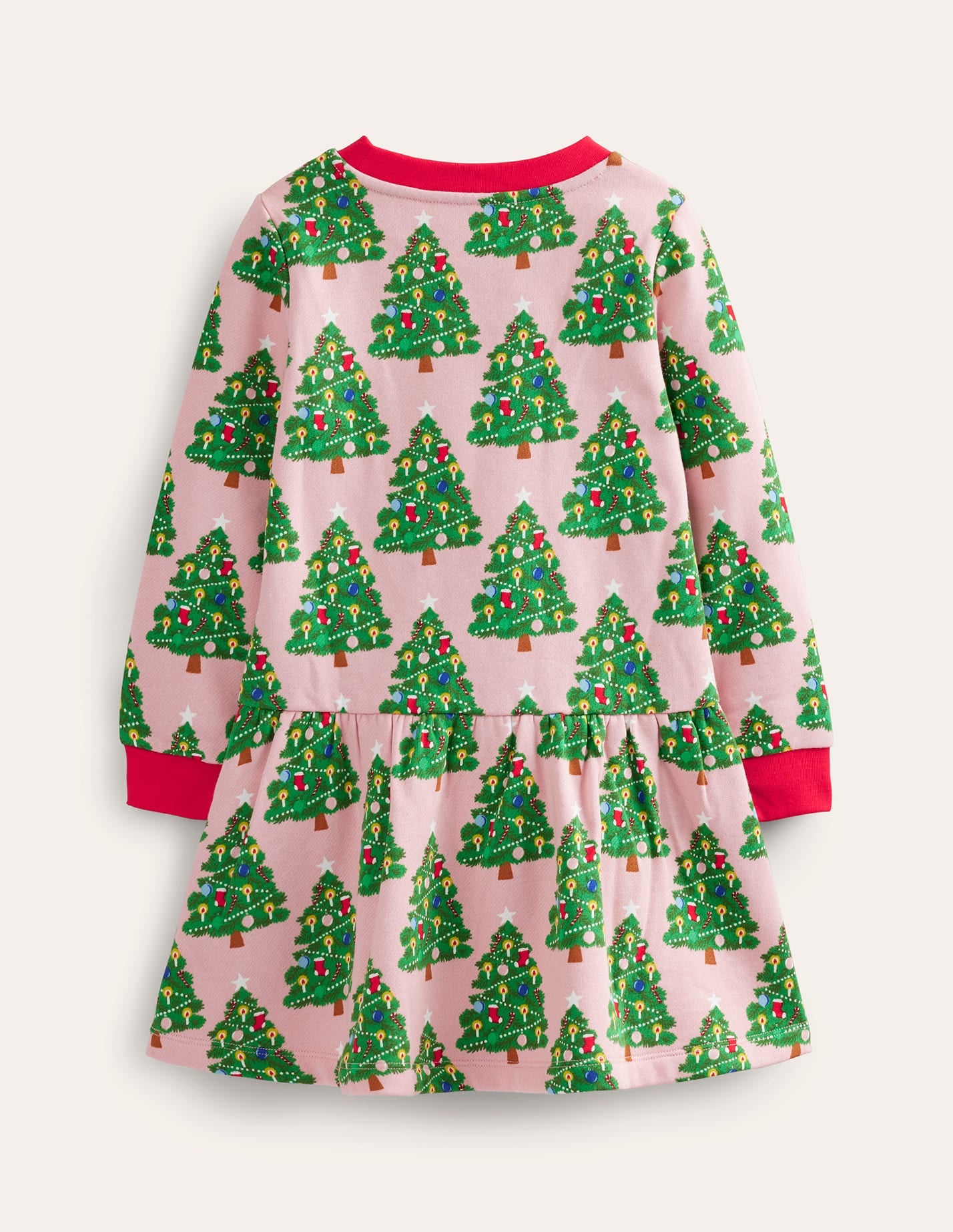 Gemütliches Sweatshirt-Kleid mit Muster-Delfinrosa Weihnachtsbäume - Image 2